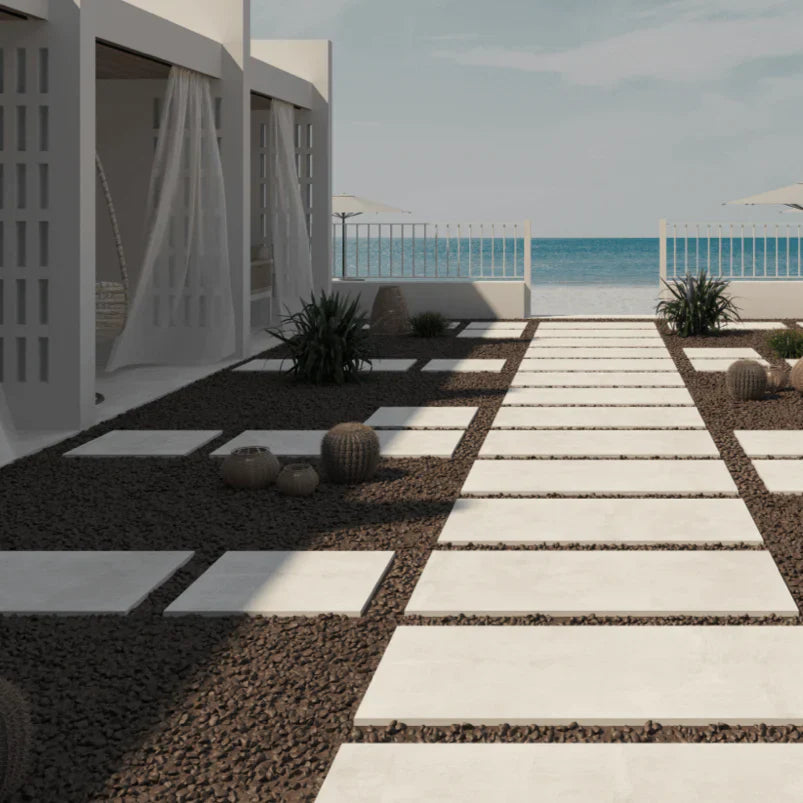 White Porcelain Outdoor Pavers 24x24 - Premium Thick 3/4 Inch