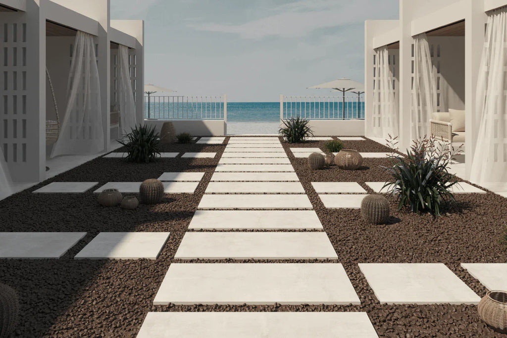 White Porcelain Outdoor Pavers 24x24 - Premium Thick 3/4 Inch