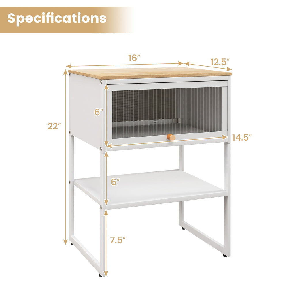 Nightstand with Flip up Door Storage Shelf