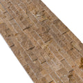 Noce Travertine Ledger 3D Split-Face Wall Tile 6x24 - Natural Stone Coffee Brown