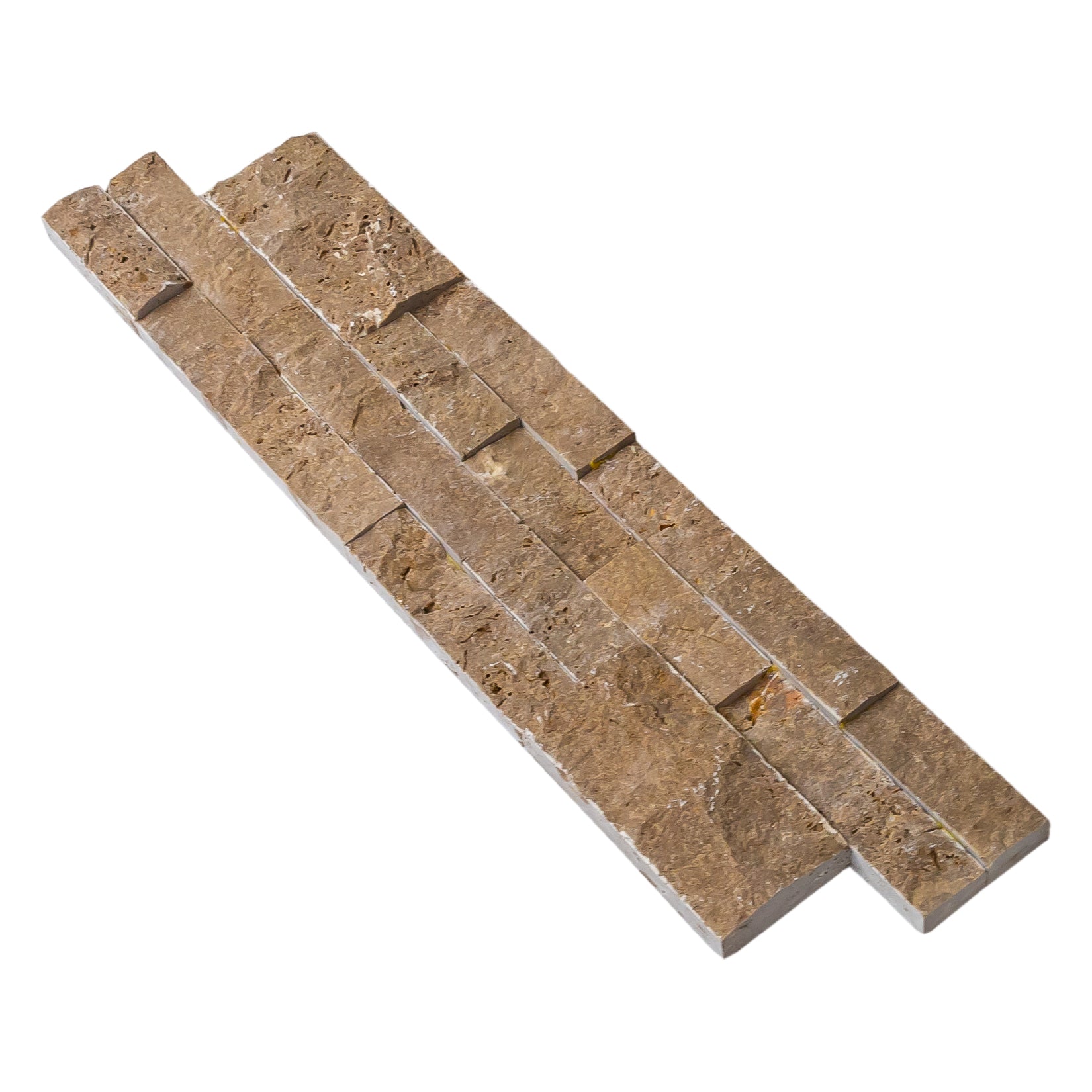 Noce Travertine Ledger 3D Split-Face Wall Tile 6x24 - Natural Stone Coffee Brown