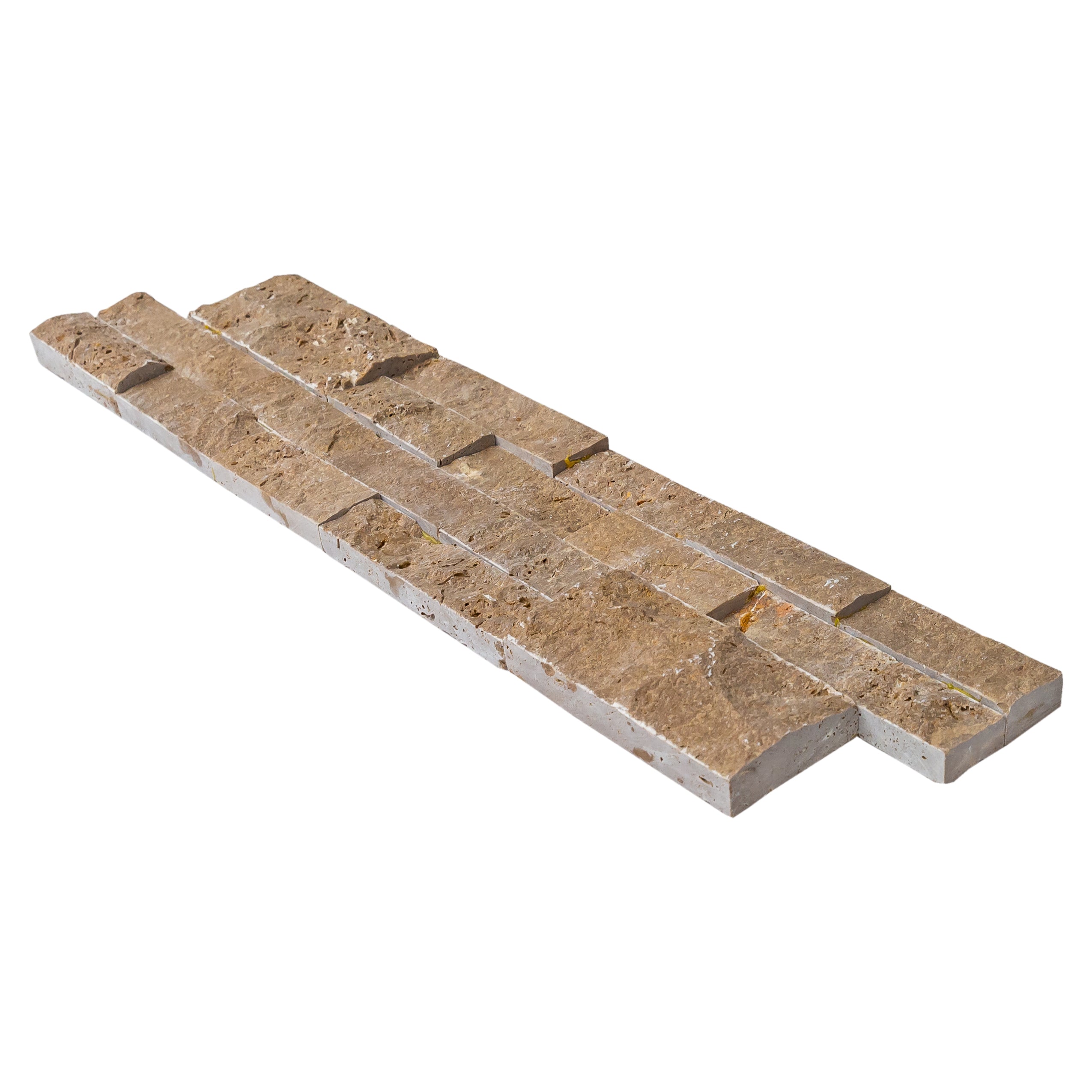 Noce Travertine Ledger 3D Split-Face Wall Tile 6x24 - Natural Stone Coffee Brown