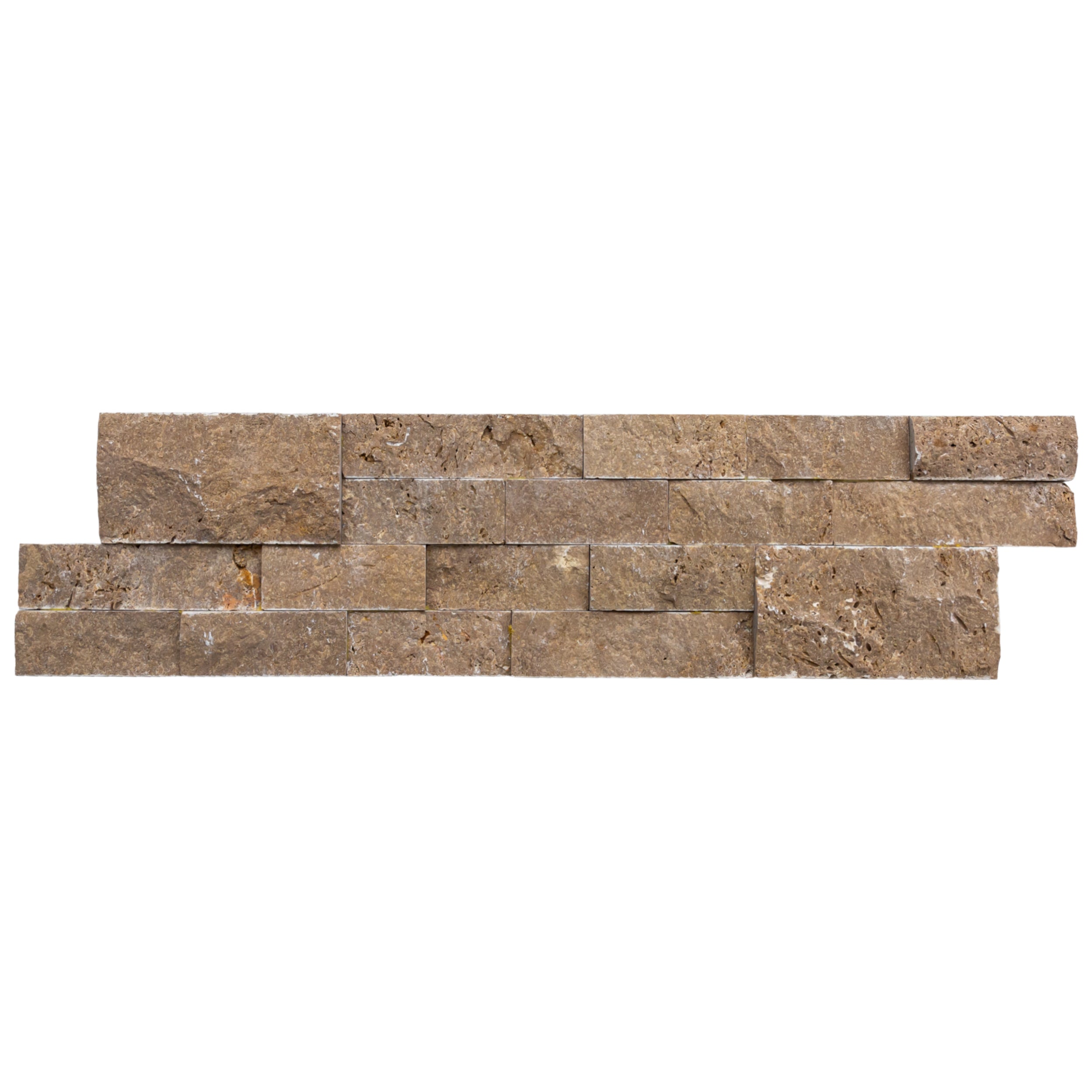 Noce Travertine Ledger 3D Split-Face Wall Tile 6x24 - Natural Stone Coffee Brown