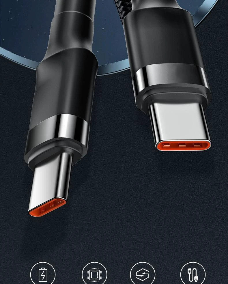 Double-Headed Typec Data Cable Mobile Phone Computer Car Universal Male-to-Male CTOC Flash Charging Cable 2 M Long Fast Charging