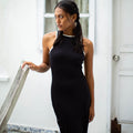 The Ola Second-Skin Bodycon Midi Dress In Black