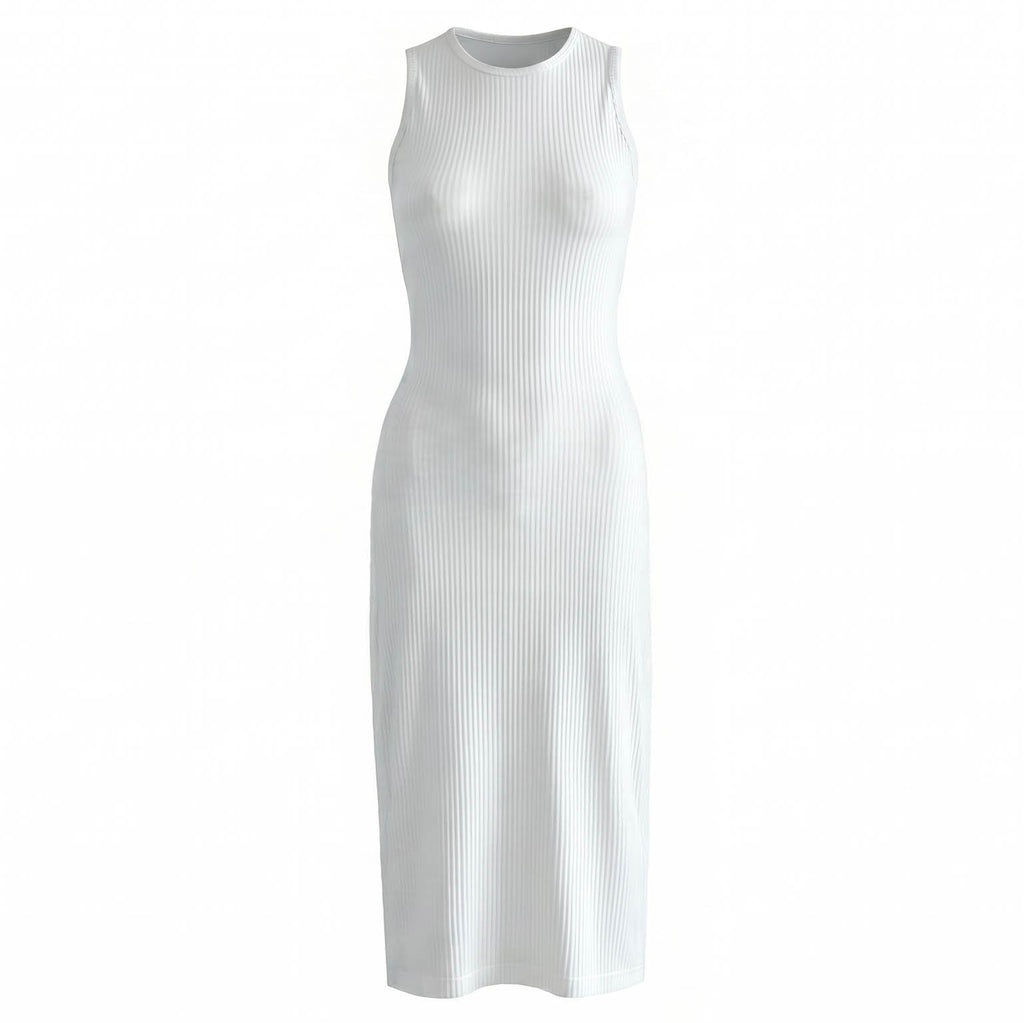 The Ola Rib Second-Skin Bodycon Midi Dress In White