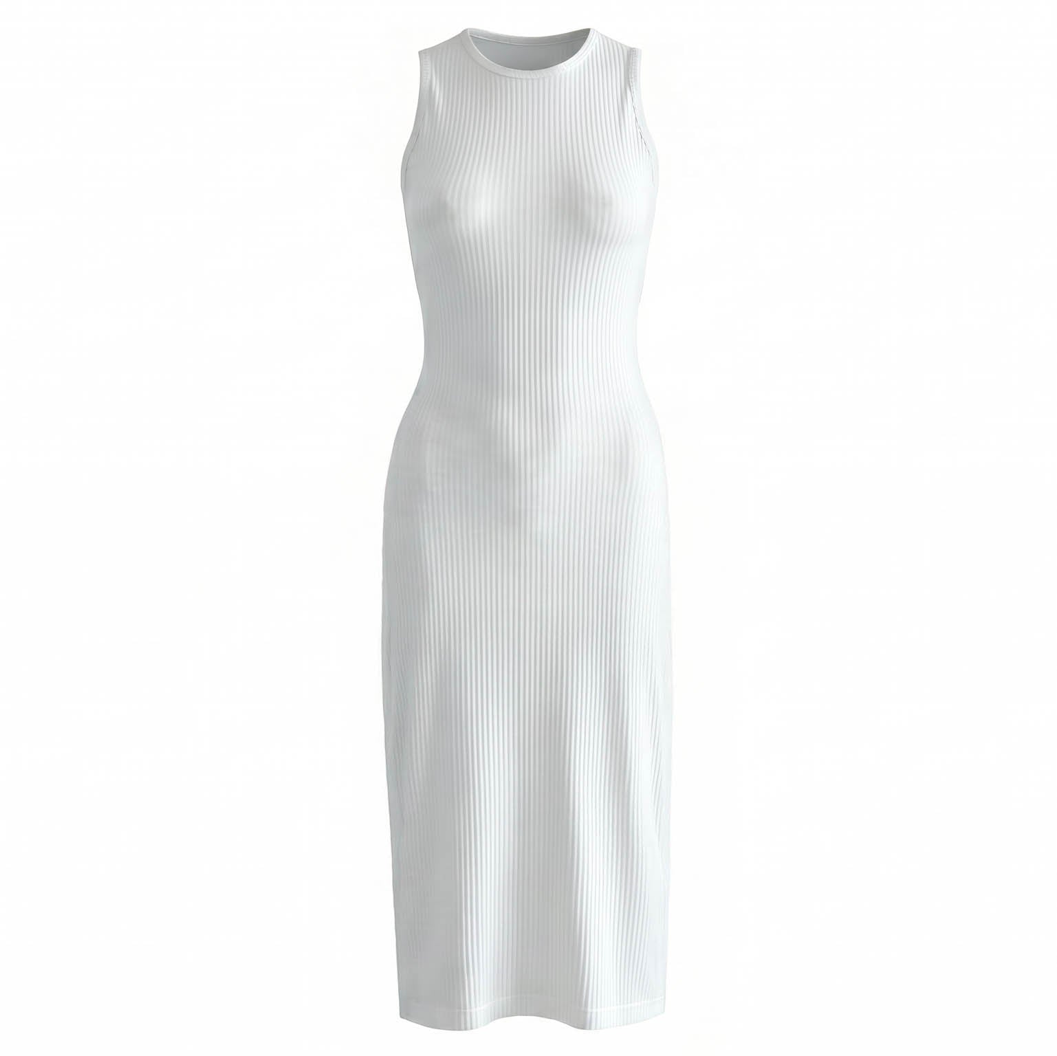 The Ola Rib Second-Skin Bodycon Midi Dress In White