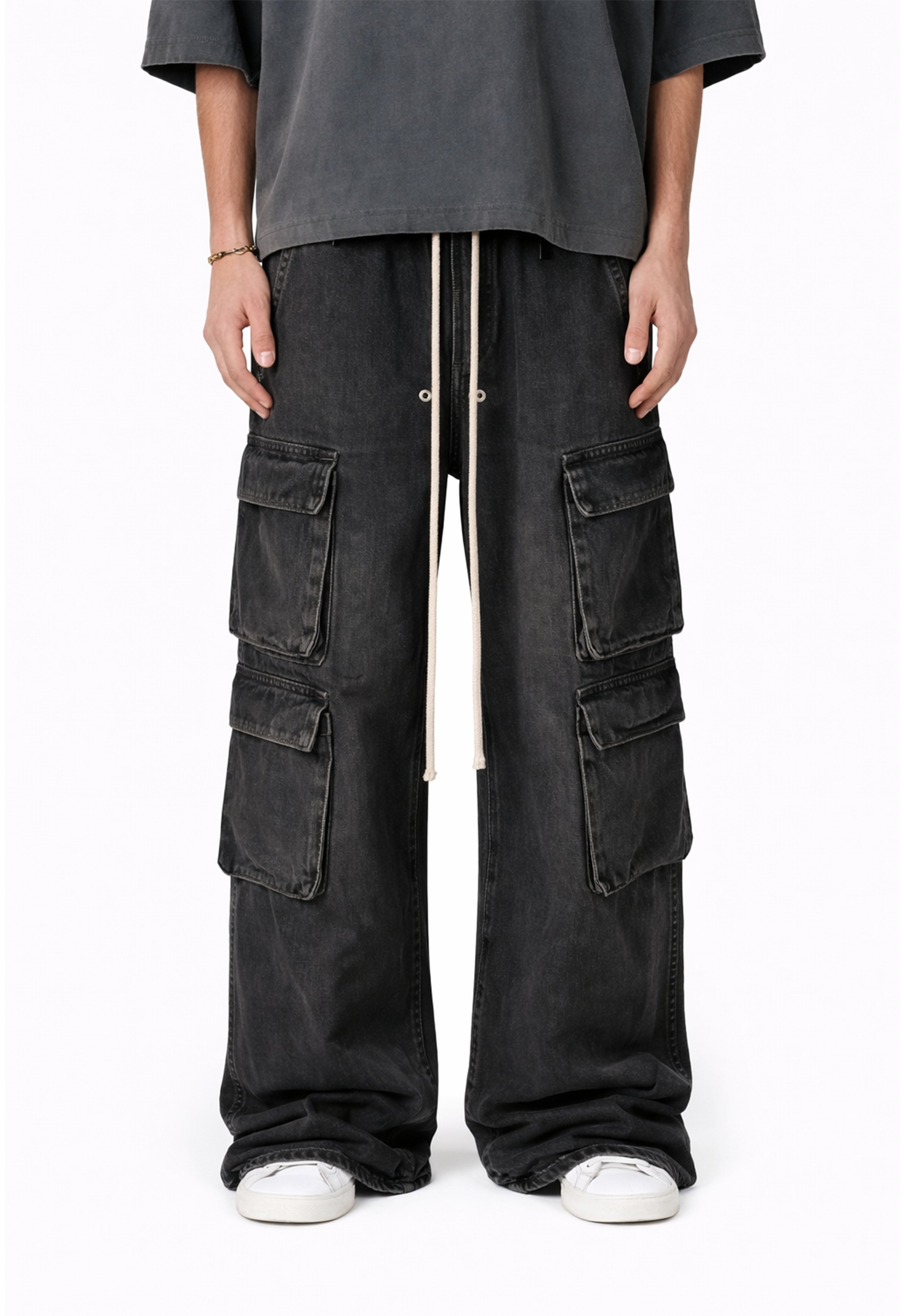NOIR FLOW DENIM CARGO PANTS