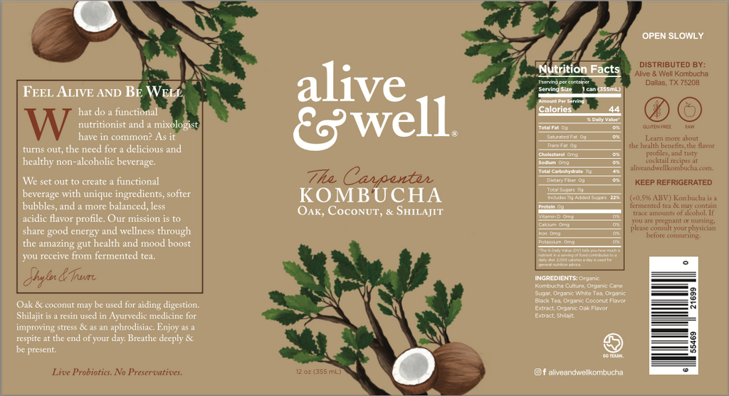 Oak & Coconut Kombucha Organic Bubble Goods