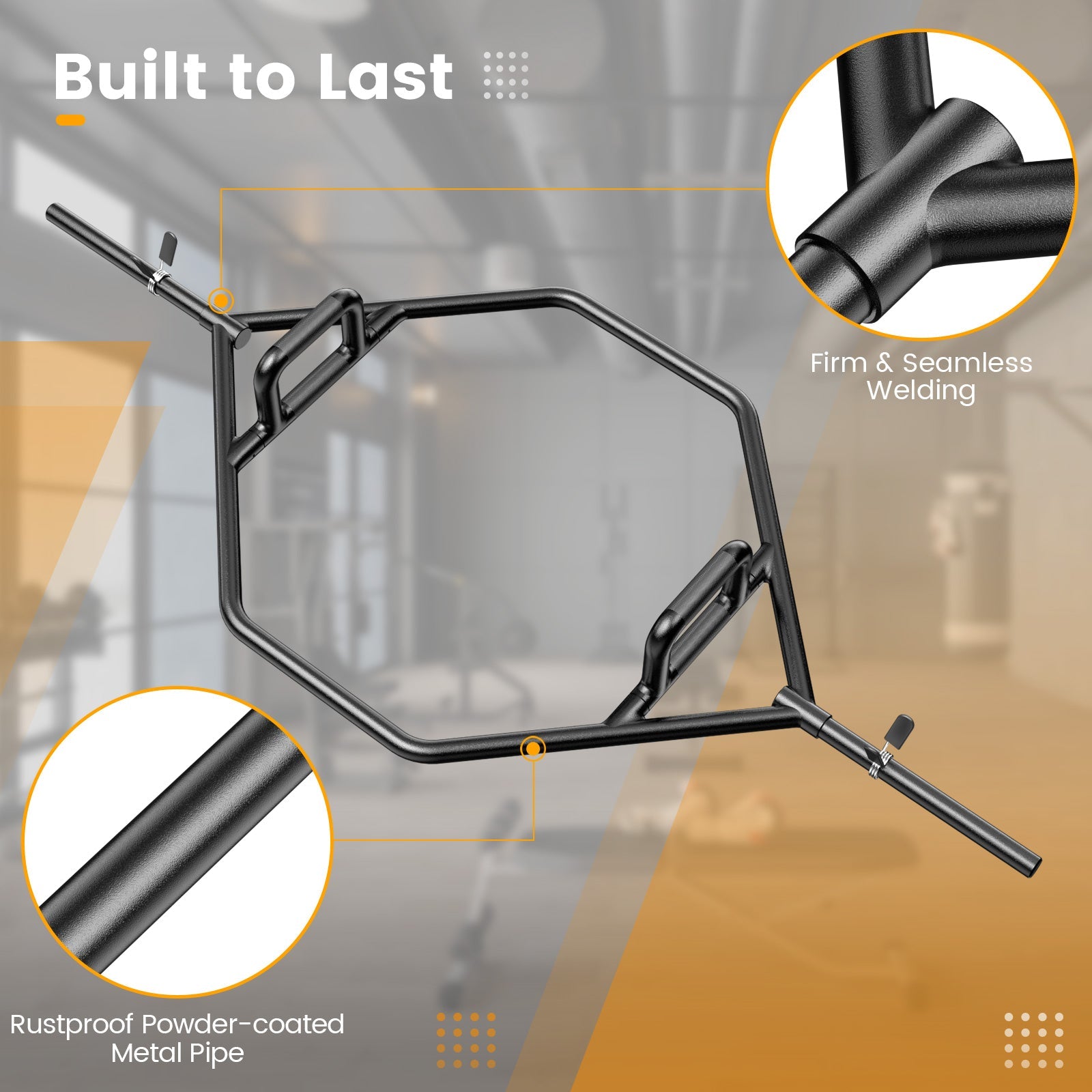 Olympic Hex Trap Bar with 2 Spring Collars and Foldable Handle
