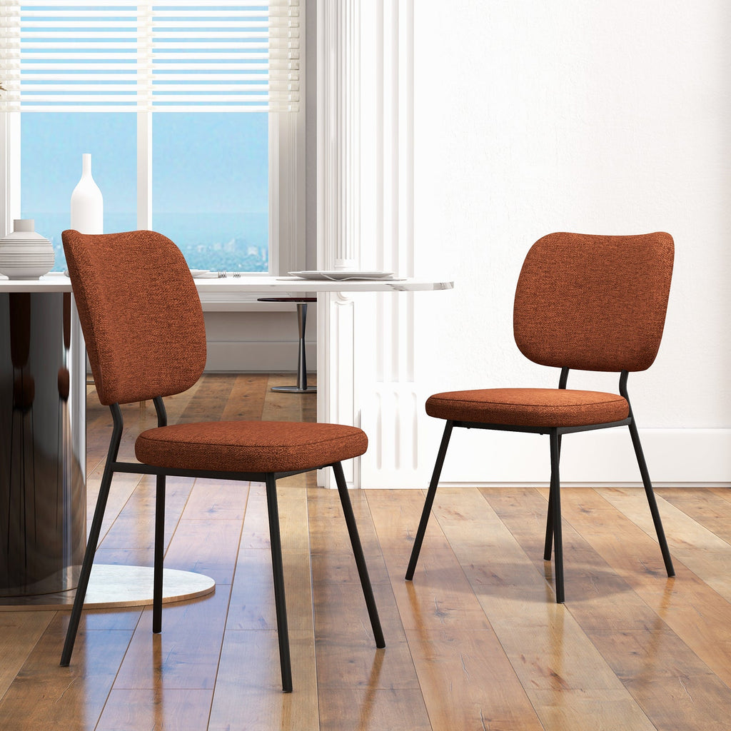 Set of 2 Modern Armless Dining Chairs with Linen Fabric