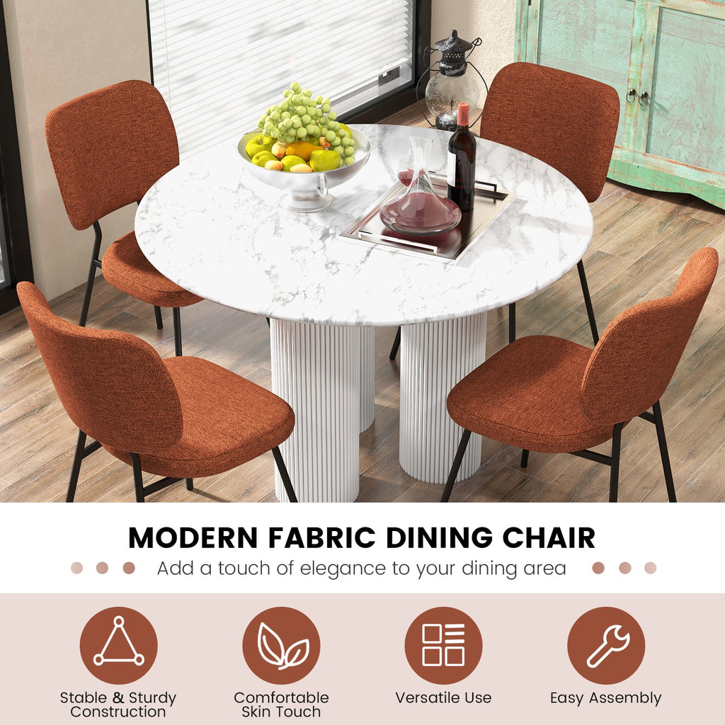 Set of 2 Modern Armless Dining Chairs with Linen Fabric