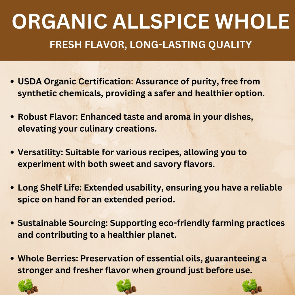 Organic Allspice Powder — USDA Certified | Baking, Marinades & Mulled Beverages