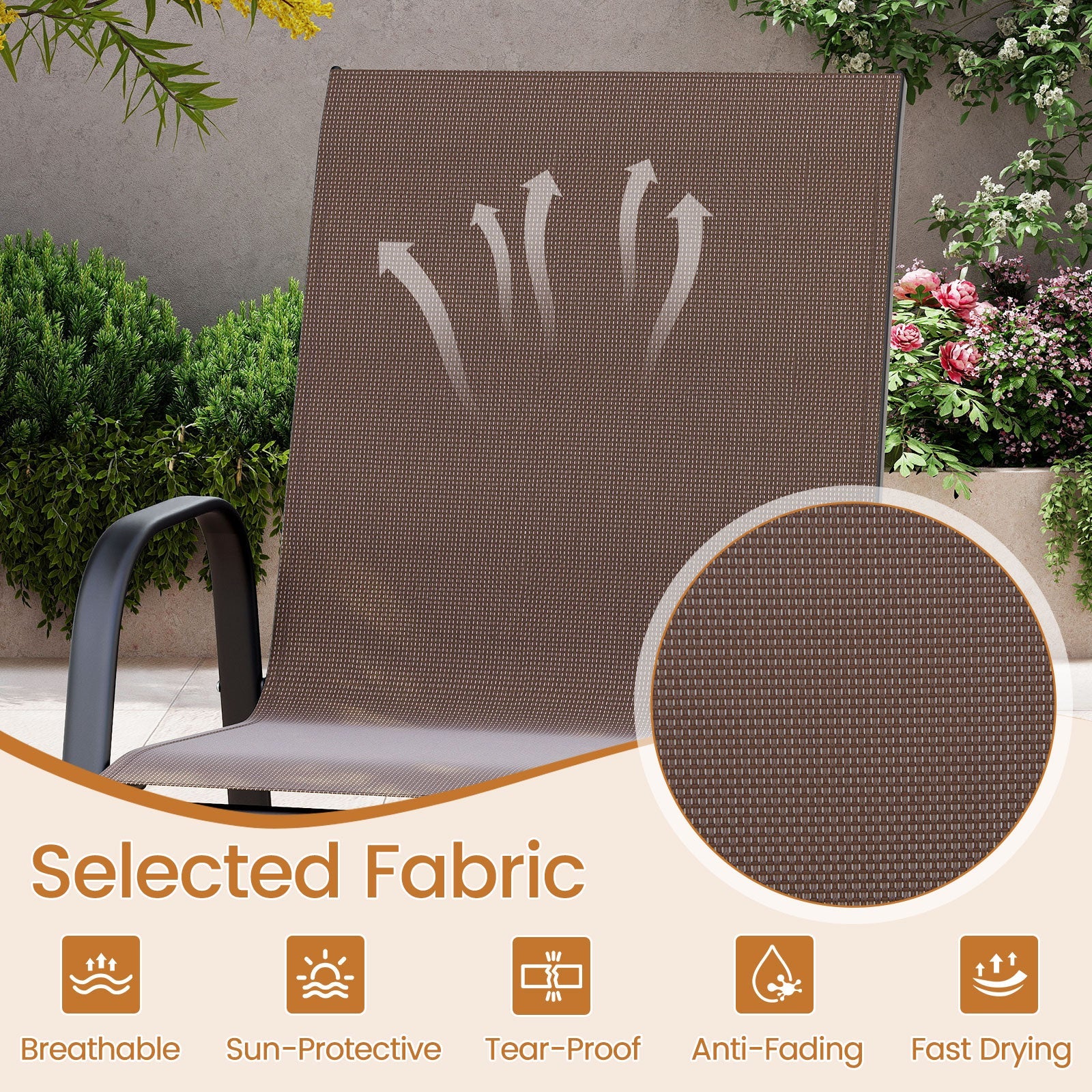 Outdoor Bar Stools Set of 2 29 Inch Fabric Bar Height Stools with Armrests