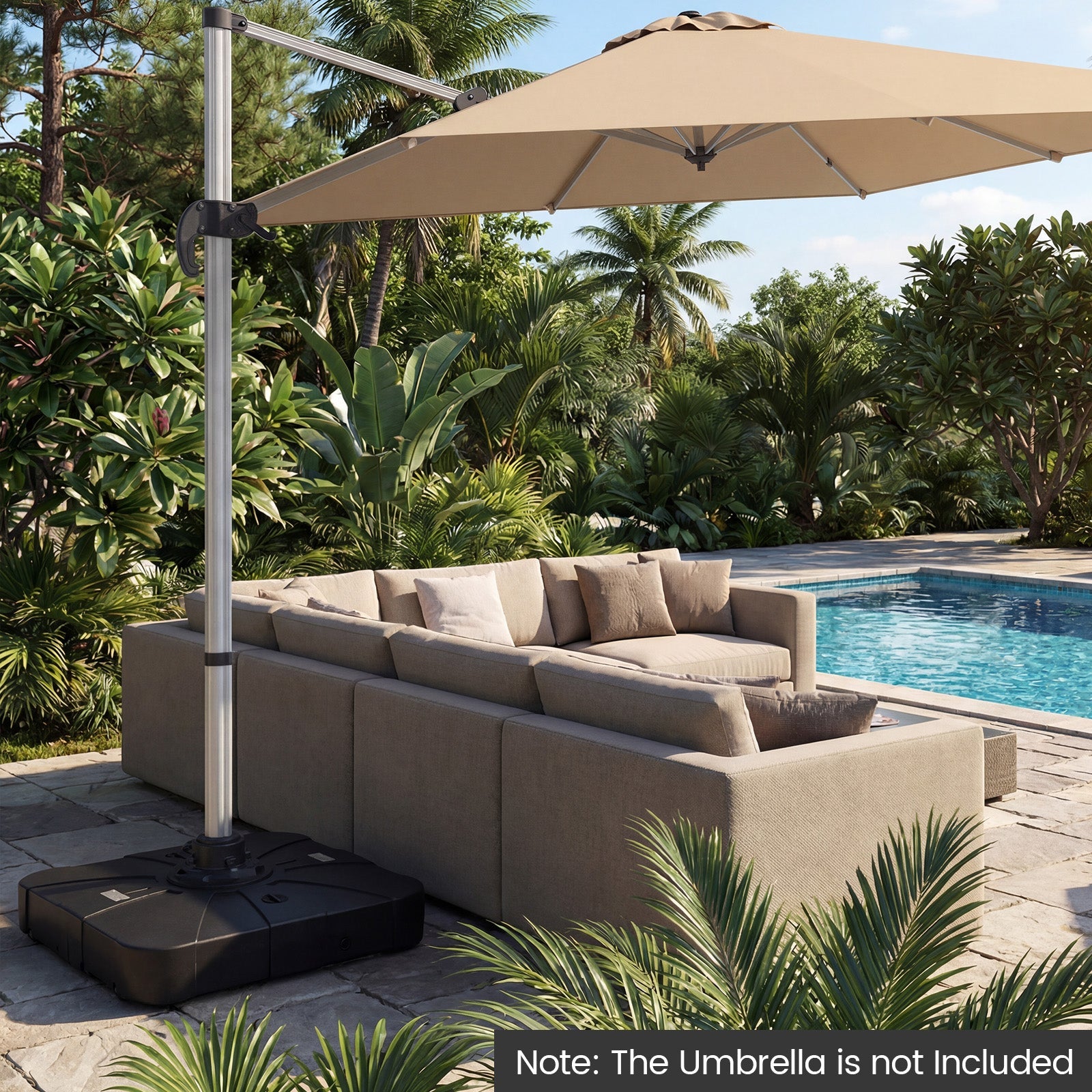 Outdoor Cantilever Umbrella Base Square Water and Sand Fillable Base