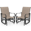 Outdoor Glider Chairs Set of 2 with High Backrest Breathable Mesh Fabric and Metal Frame-Black and Brown