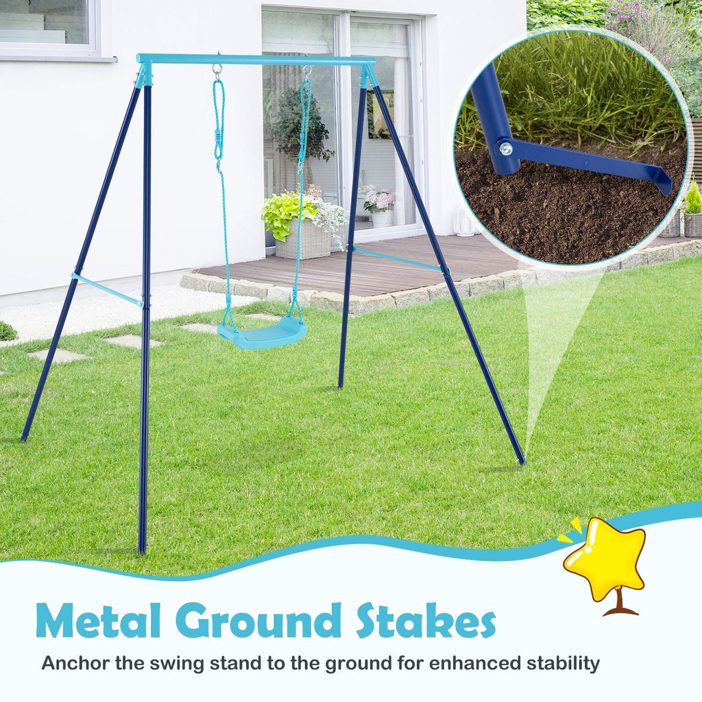 Outdoor Heavy Duty Metal Toddler Swing Set with Stand