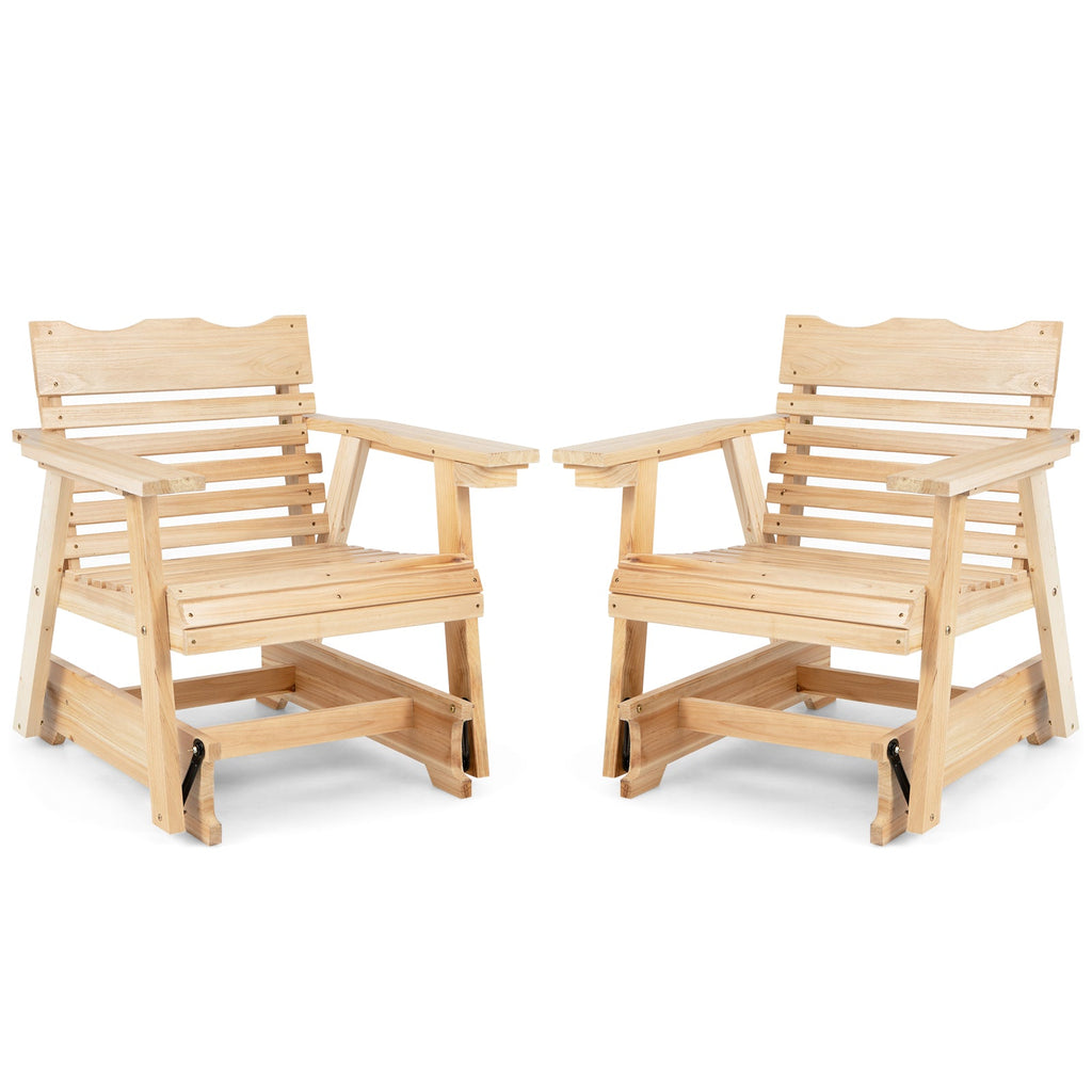 Outdoor Wood Rocking Chair with High Back and Widened Armrests