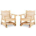 Outdoor Wood Rocking Chair with High Back and Widened Armrests