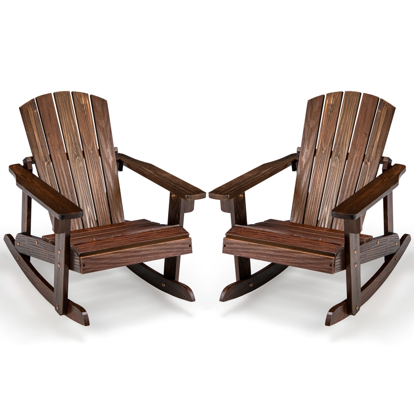 Outdoor Wooden Kid Adirondack Rocking Chair with Slatted Seat