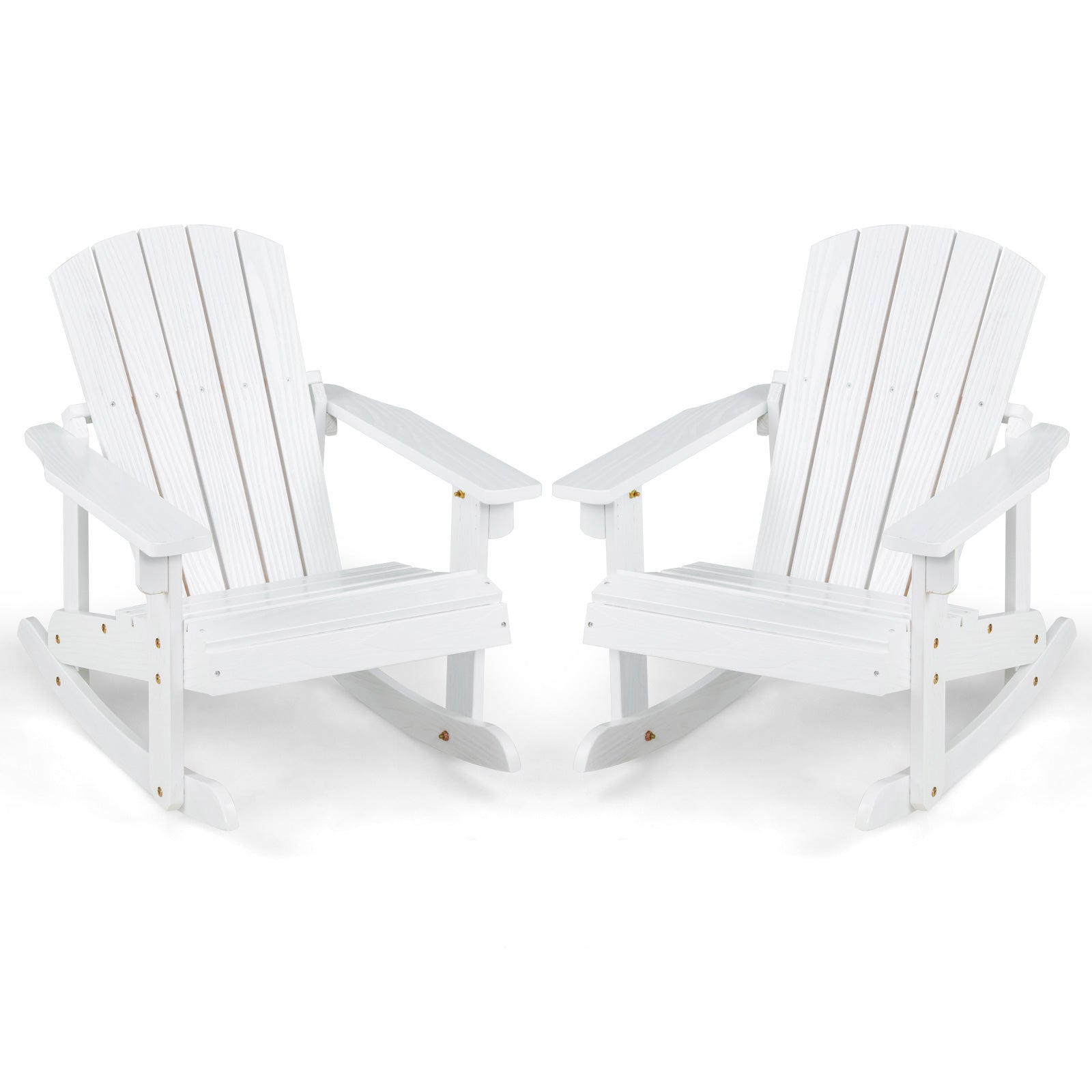 Outdoor Wooden Kid Adirondack Rocking Chair with Slatted Seat