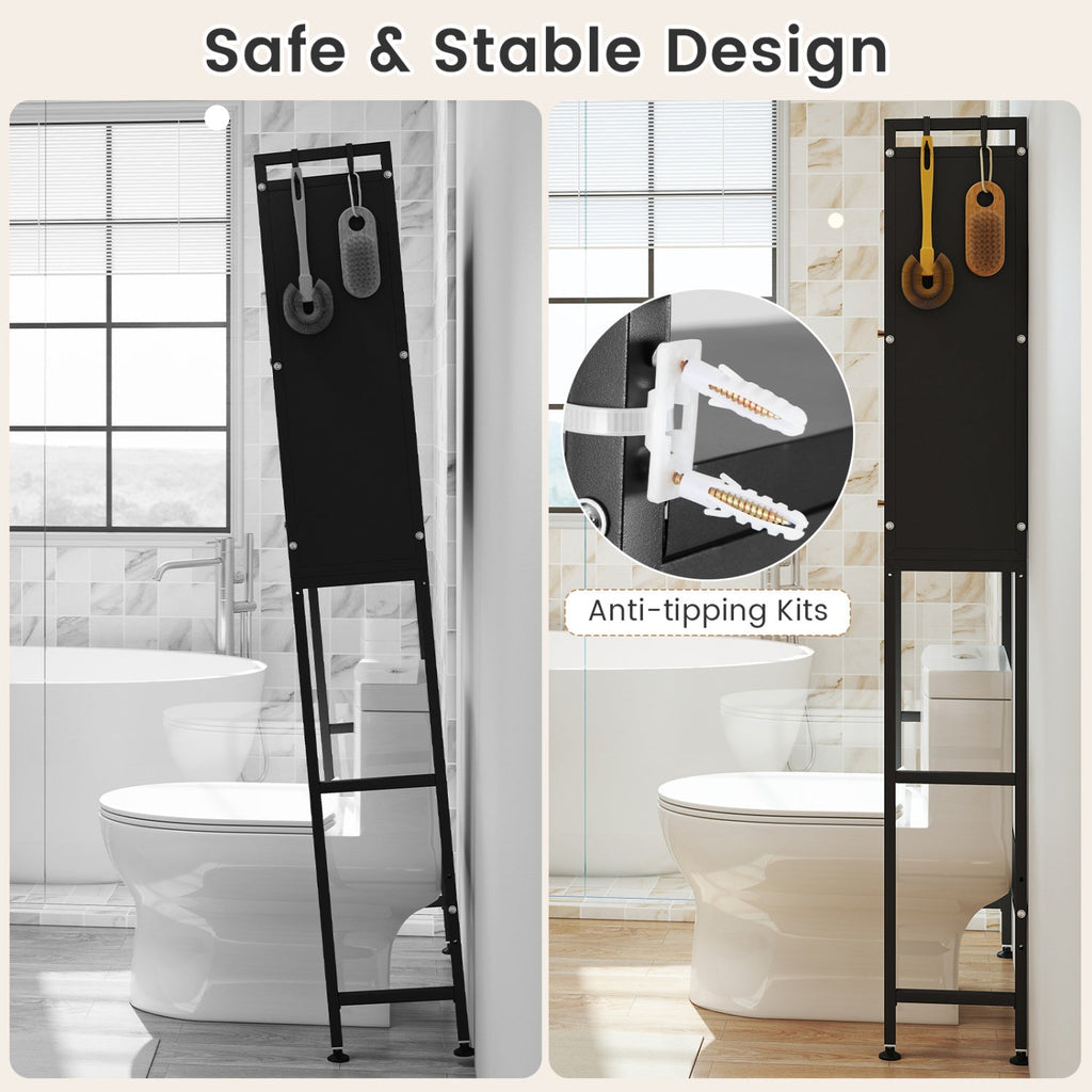 Over-the-toilet Cabinet Bathroom Organizer with 2 Flip-up Cabinets