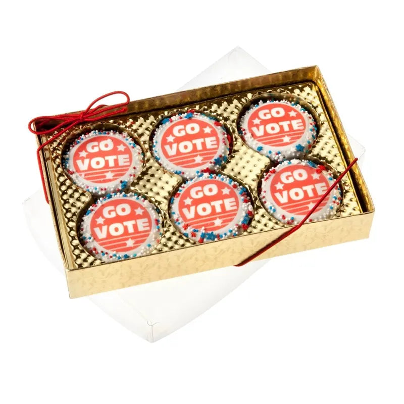 Go Vote!  Chocolate Dipped Sandwich Cookie- Window Box of 6