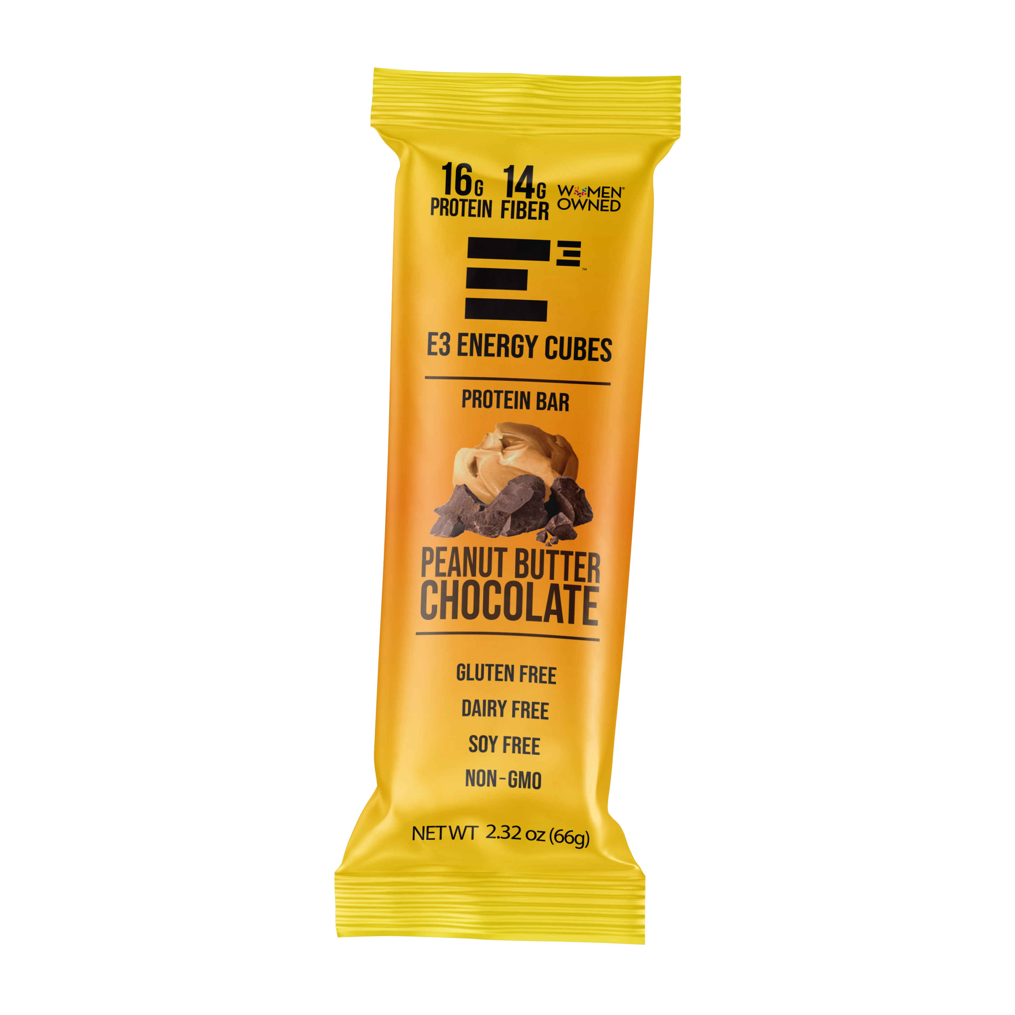 Peanut Butter & Chocolate E3 Energy Cubes | High-Fiber, All-Natural Protein Bars (12 bars)