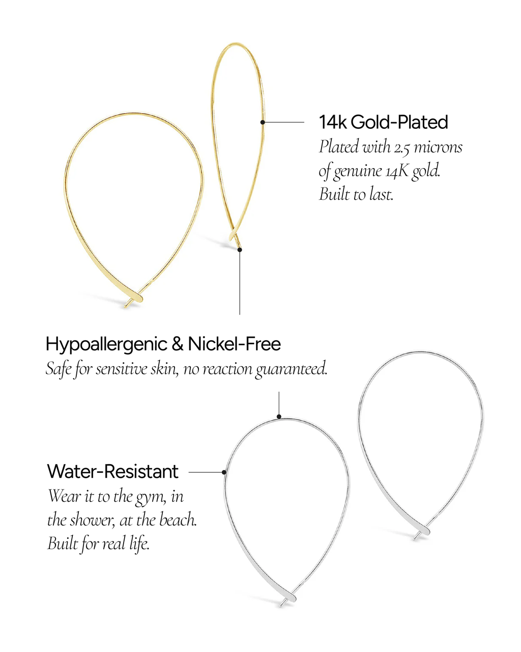 Delicate Threader Hoop Earrings Set of 2