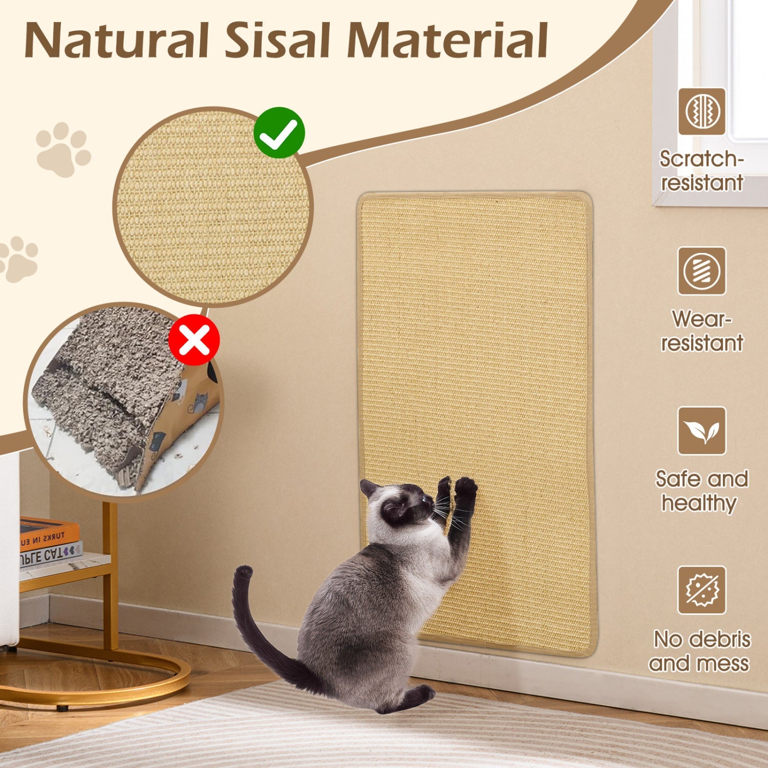 4 Pieces Cat Scratcher Mat Set 32 x 20 Inch Pads for Cats