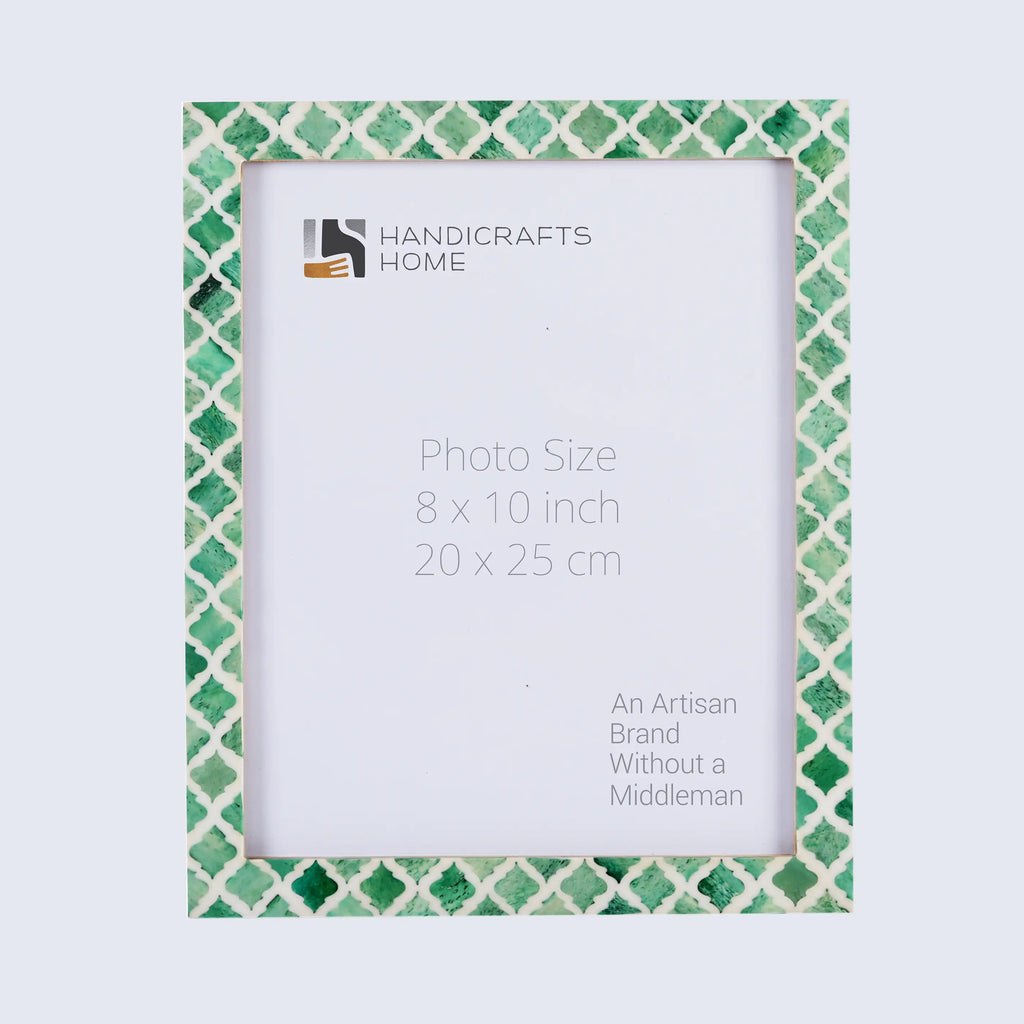Picture Frame Moroccan Pattern Collection Bone & Resin Inlay Green – 3 Sizes