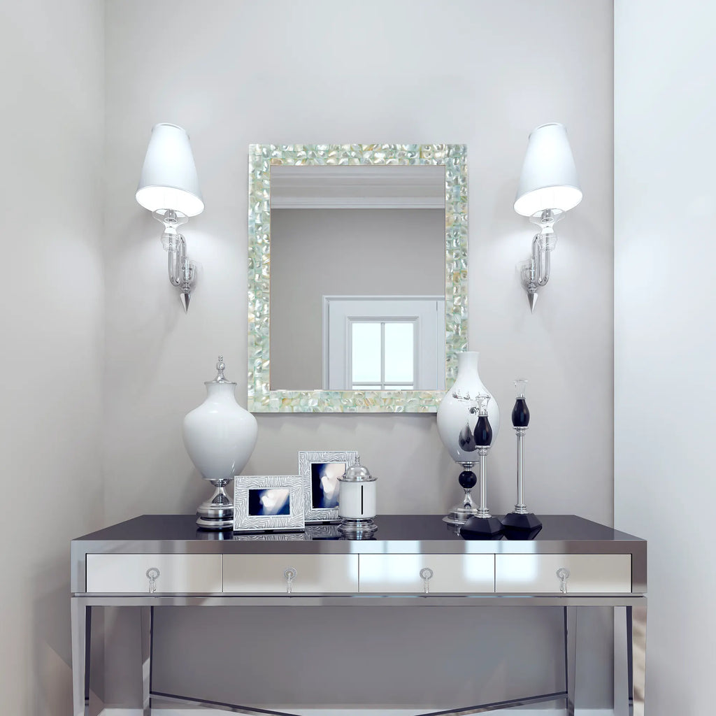 Make To Order Mother Of Pearl Green Mirror in 7 Sizes