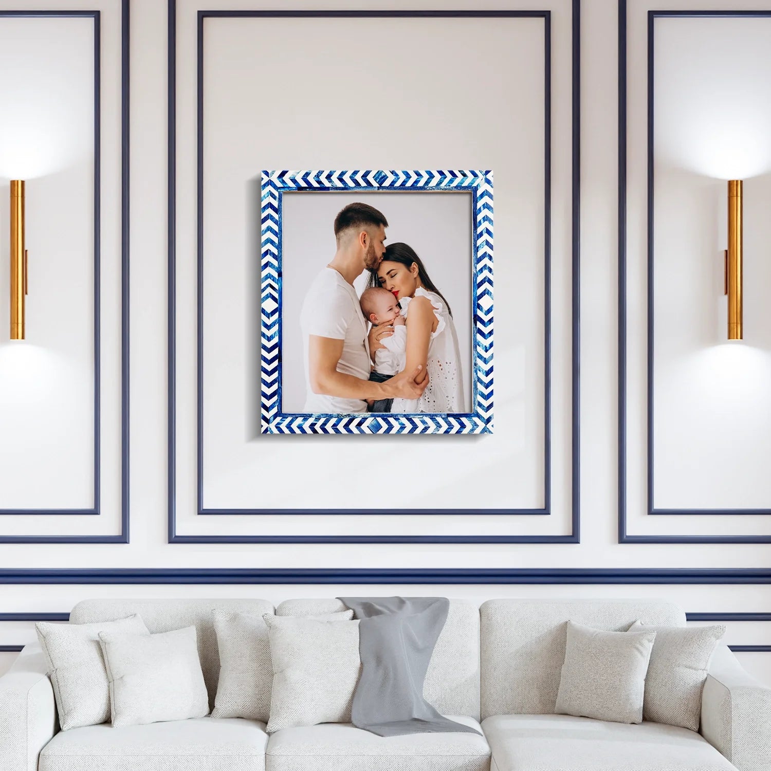 Poster Frames Taj Pattern Collection Bone, Resin Inlay, Blue, 4 Sizes