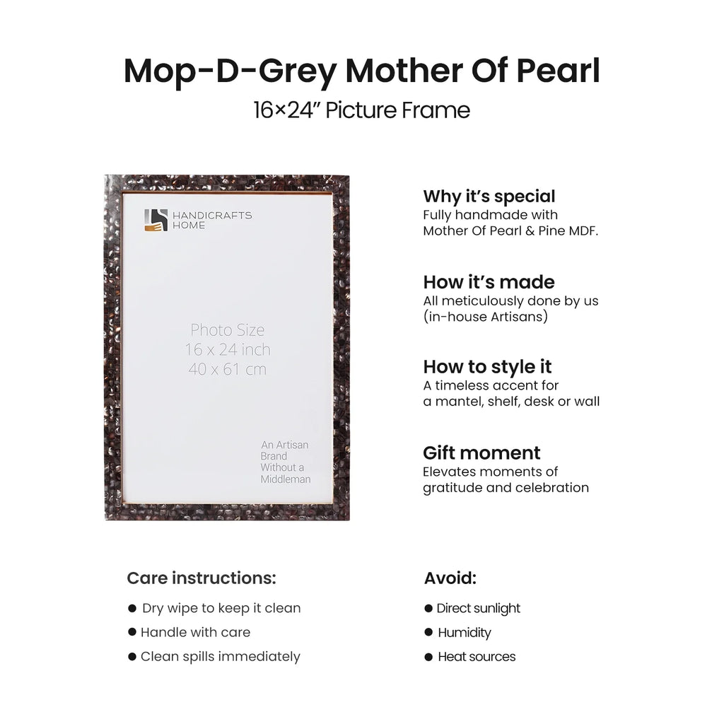 Poster Frame Mother of Pearl Collection, Grey, 20 Sizes