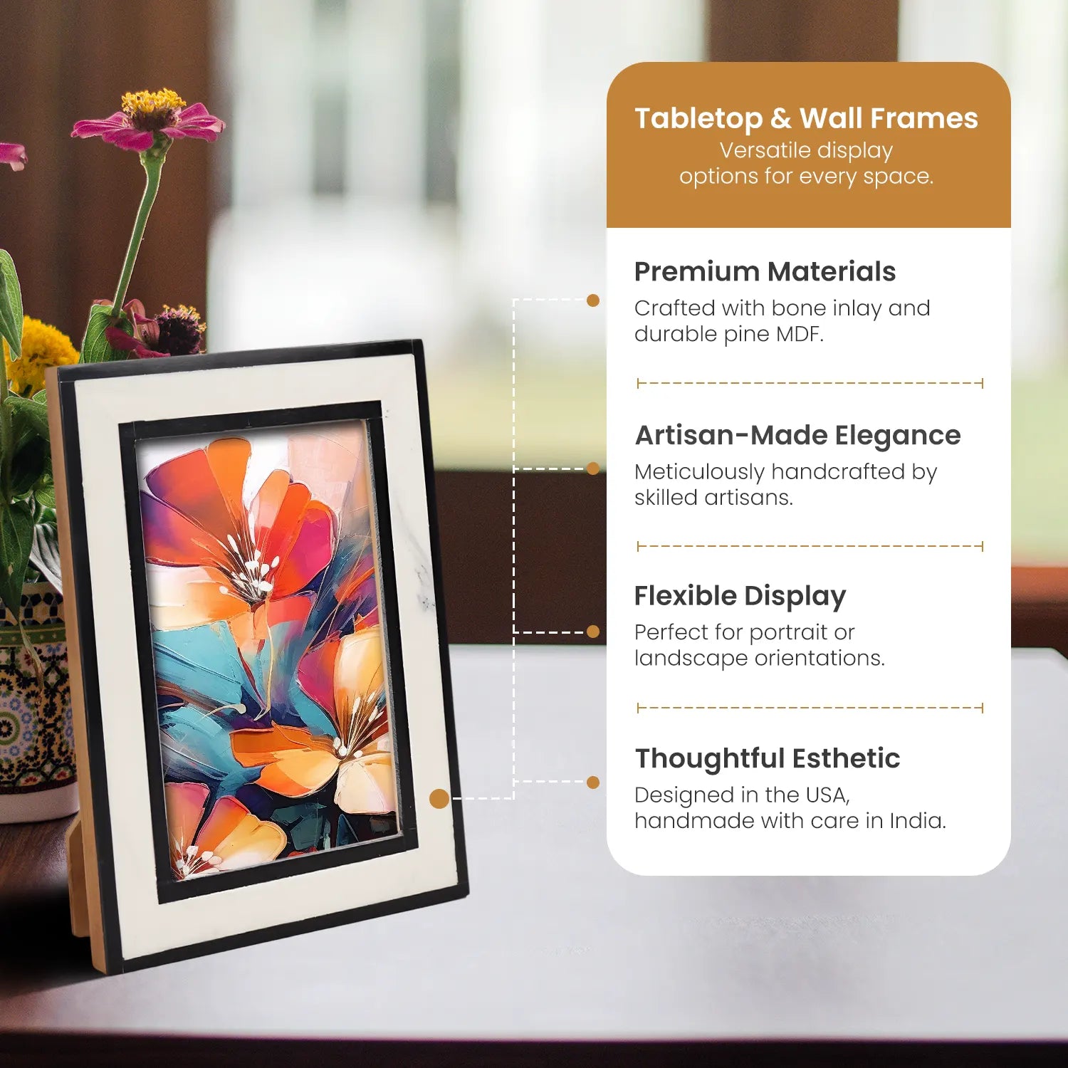 Black White Resin Inlay Picture Frame Layered Border 4x6 5x7
