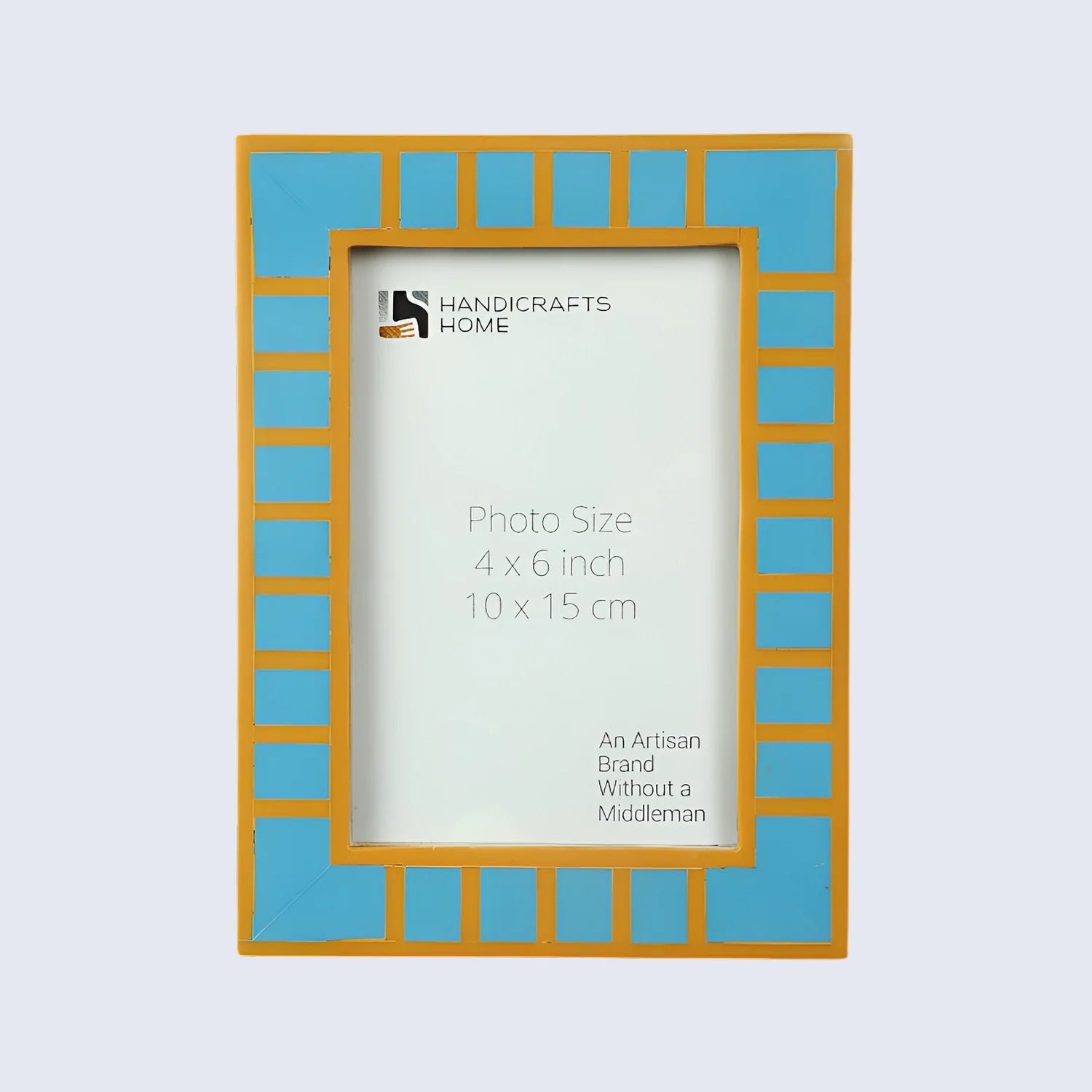 Picture Frame Classic Block Stripe Collection Resin Inlay, Turquoise – 4x6 & 5x7