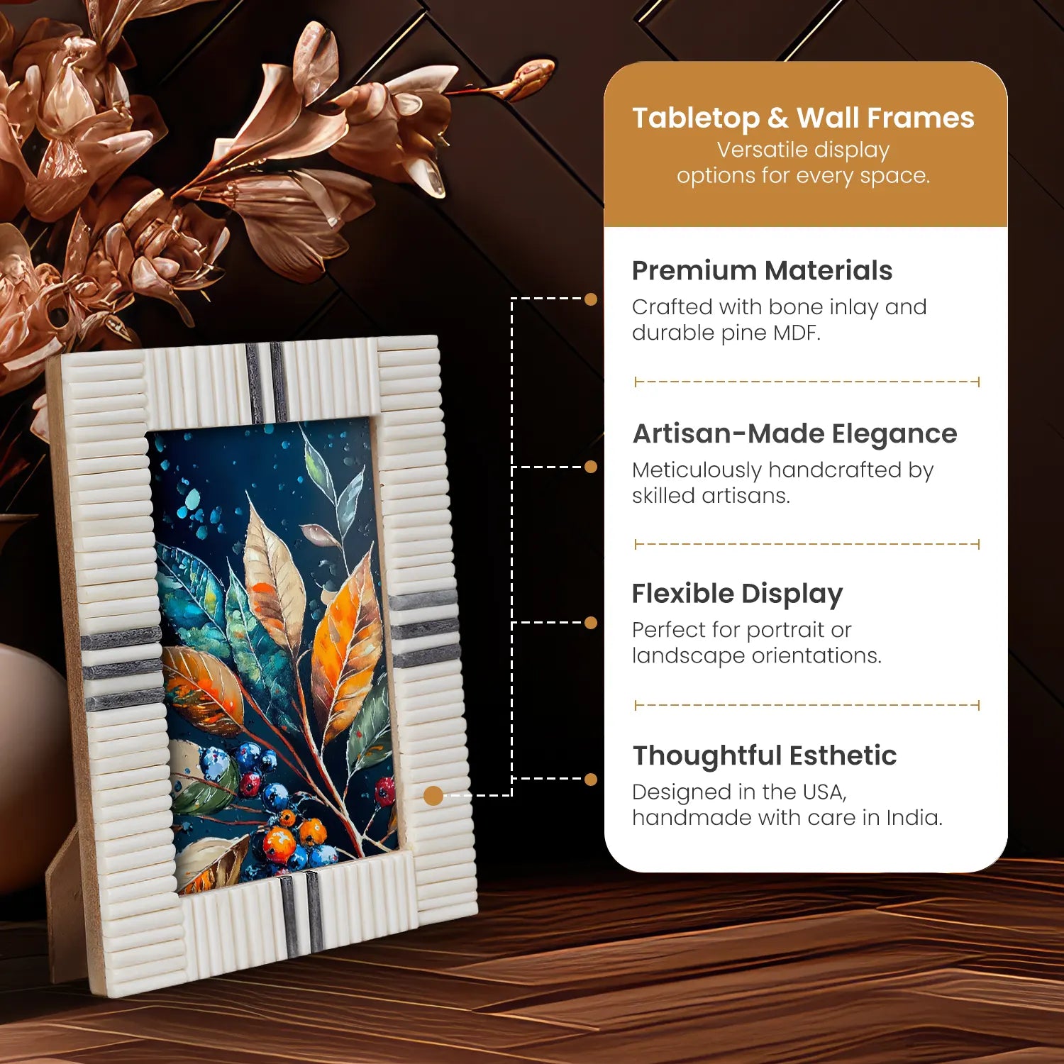 Ivory Ridge Bone Inlay Picture Photo Frame 4x6 5x7 8x10