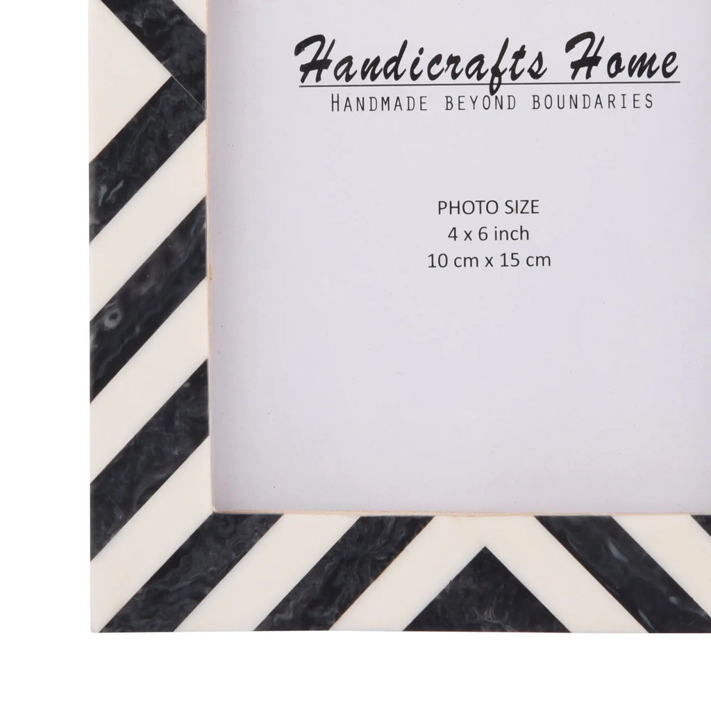 Candy Cane Liquorice Twist Resin Inlay Picture Frame, Black - White, 3 Sizes (Set of 2)