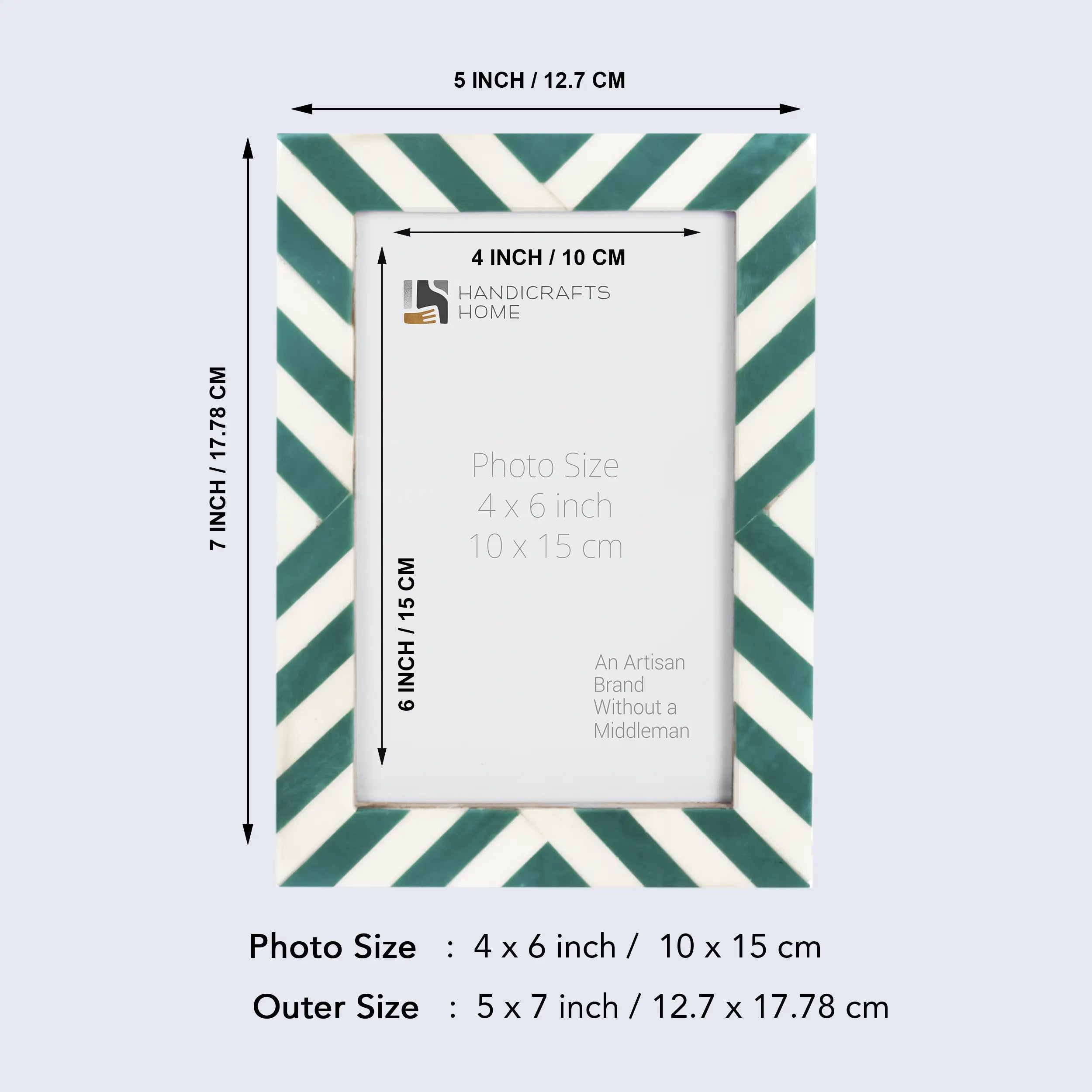 Candy Cane Mint Resin Inlay Picture Frame, Green - White, 3 Sizes (Set of 2)