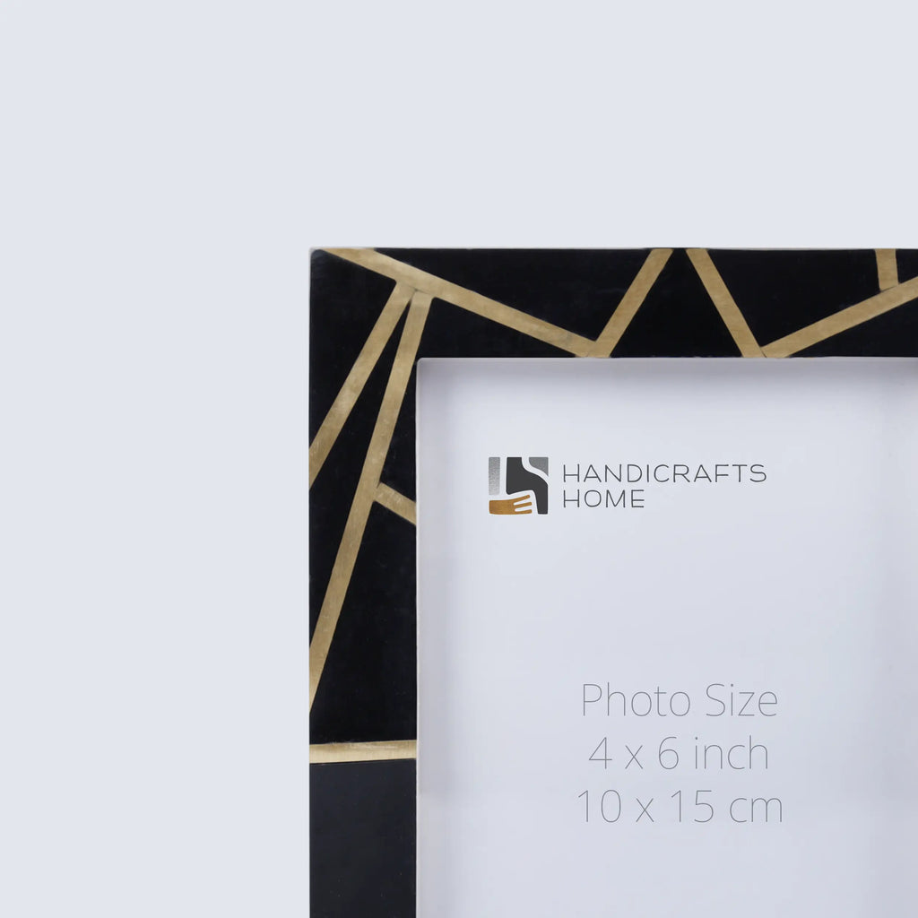 Picture Frame Deco Dazzle Collection Resin & Brass Inlay Black & Gold-3 sizes (Pack of 2)