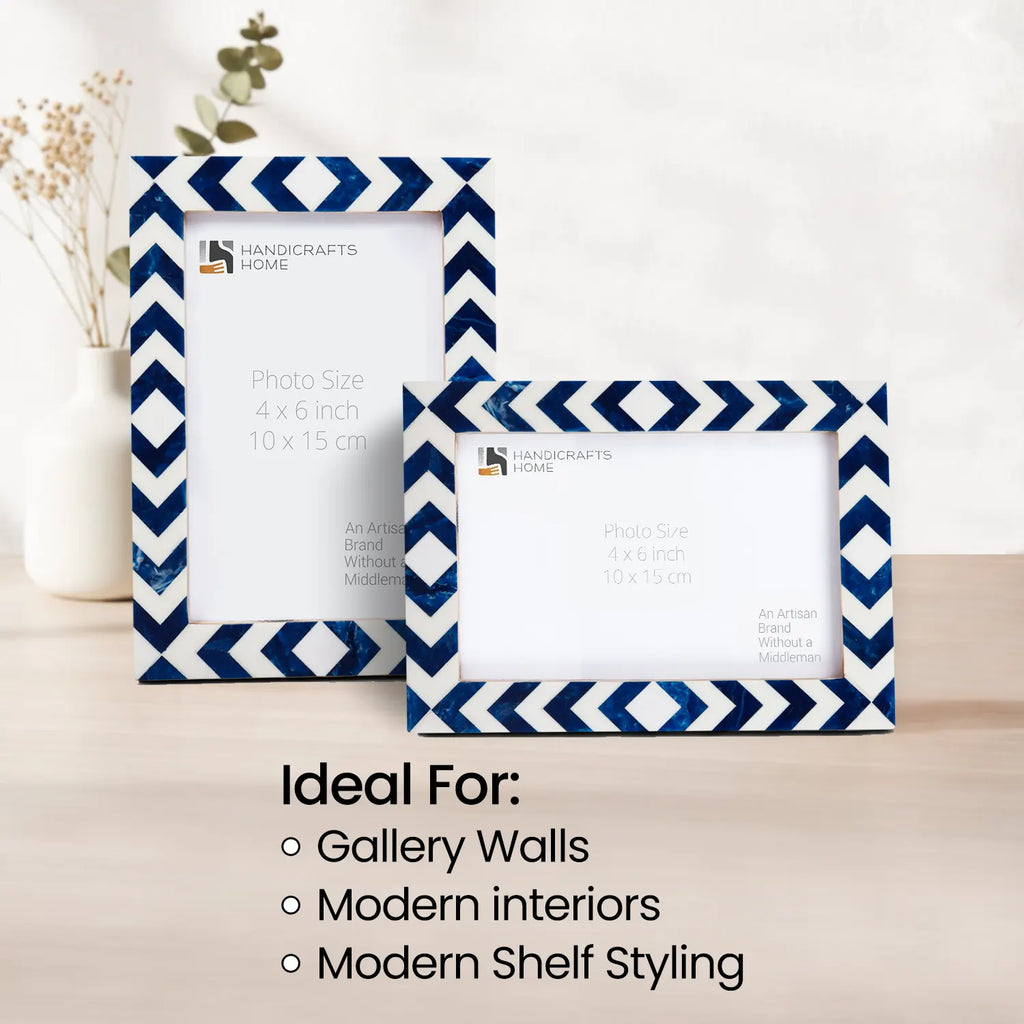 Picture Frame Lisbon Azul Collection Resin Inlay Blue & White – 3 sizes (Pack of 2)