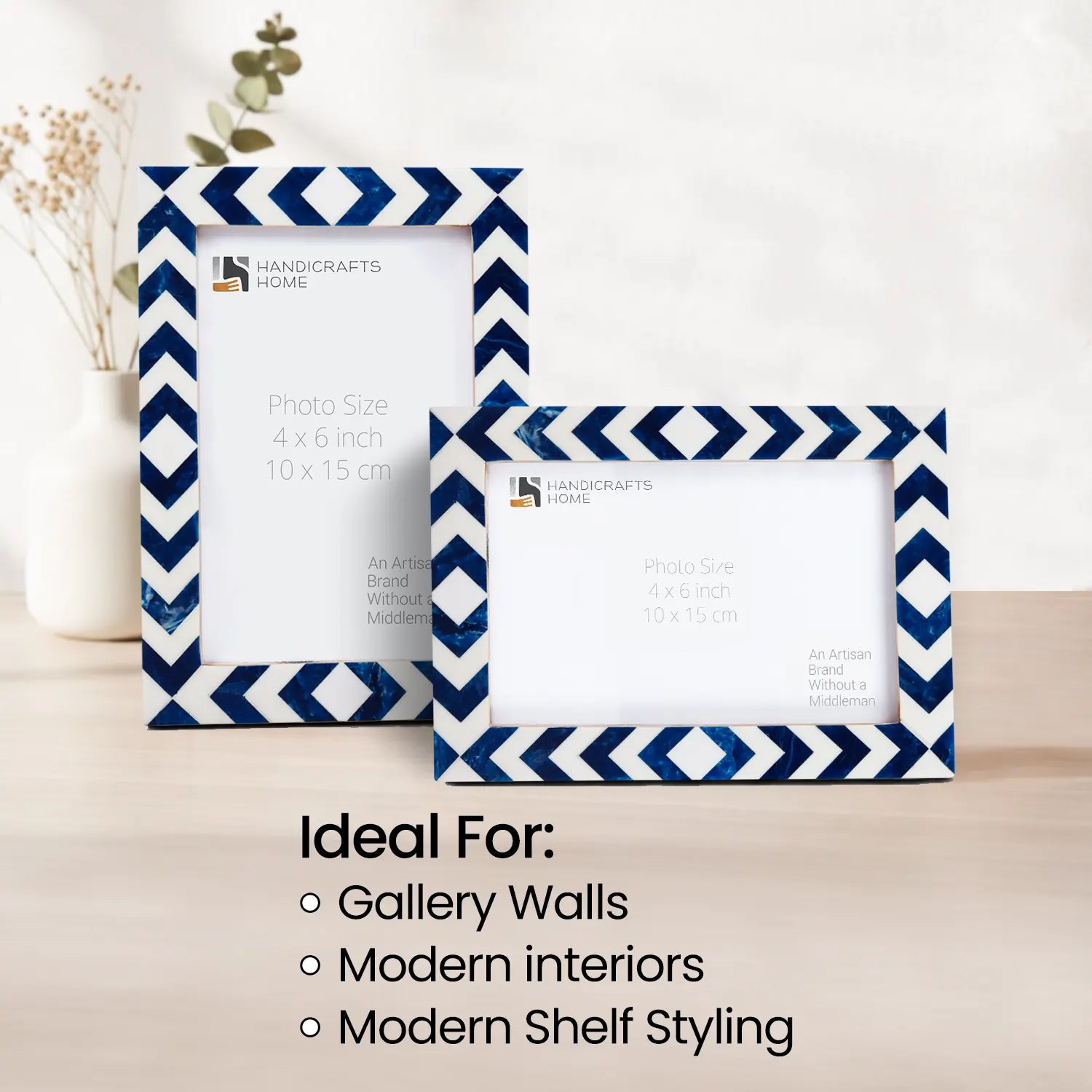 Picture Frame Lisbon Azul Collection Resin Inlay Blue & White – 3 sizes (Pack of 2)