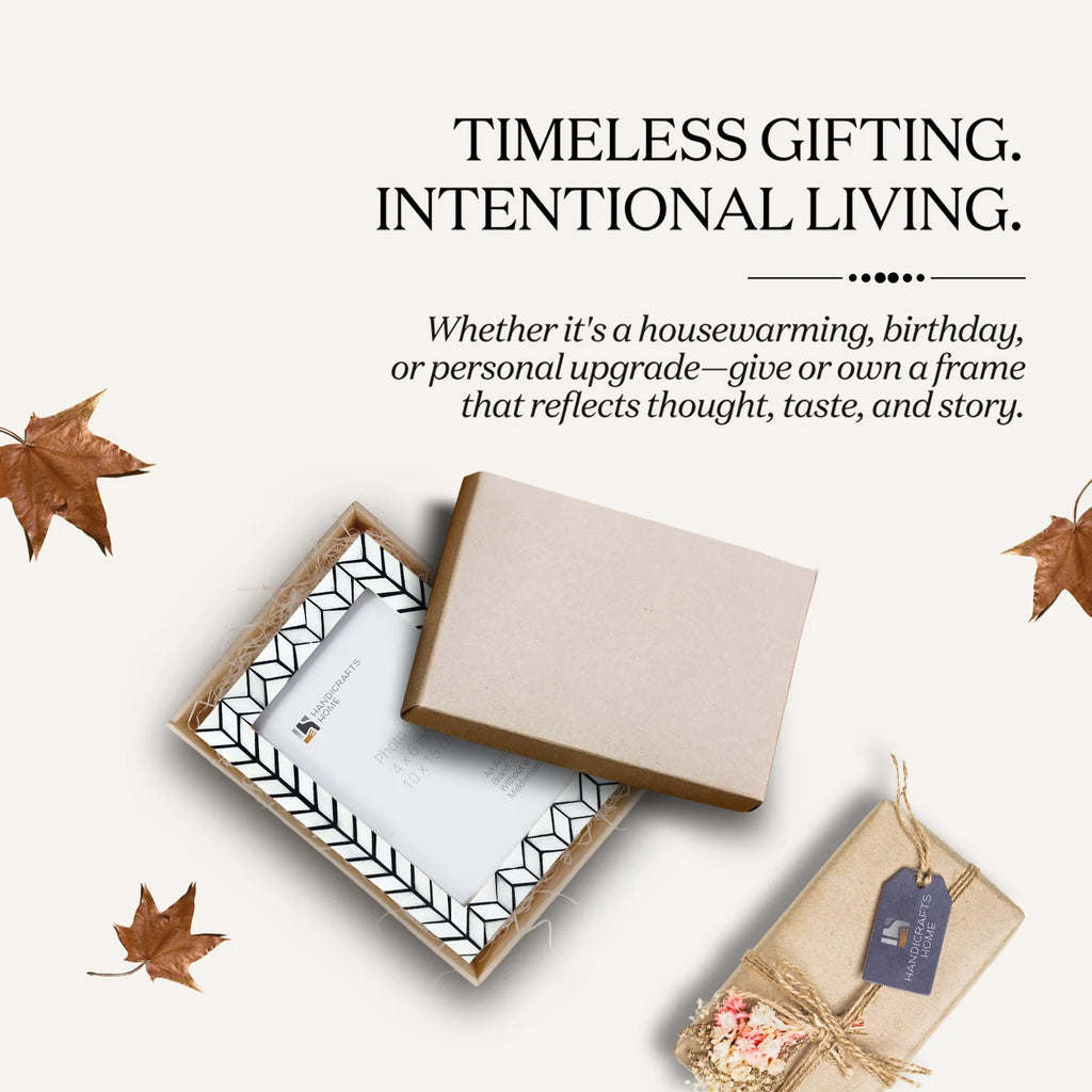 Picture Frame Artic Horizon Collection Bone Inlay & Resin Black & White – 3 sizes