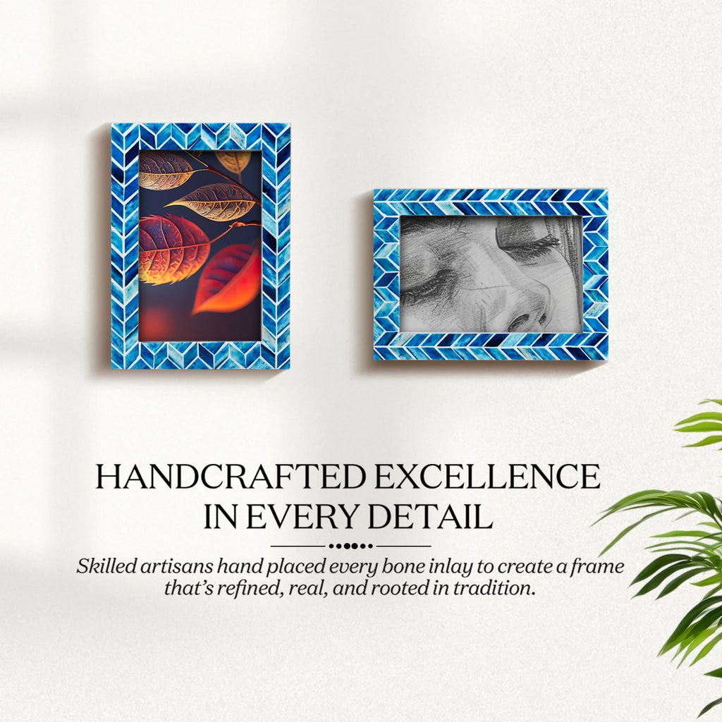 Picture Frame Arctic Ice Pattern Collection Resin inlay Blue & White – 4x6, 5x7 & 8x10