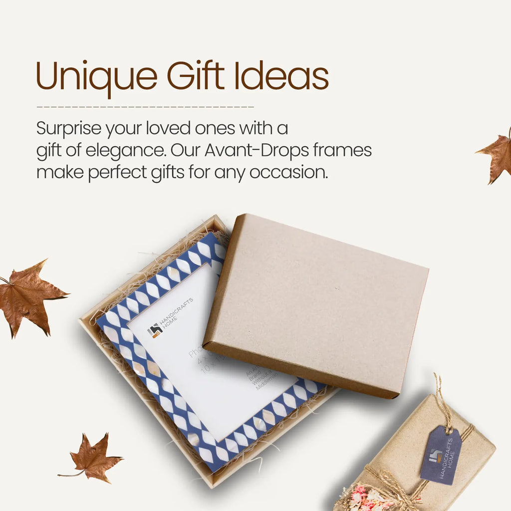 Picture Frame Avant Drops Collection Mother of Pearl & Resin Inlay Blue & White – 4x6, 5x7 & 8x10"