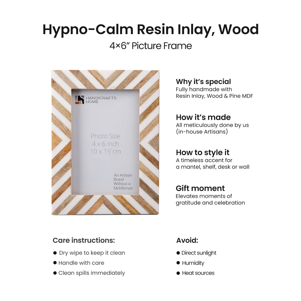 Picture Frame Hypno Calm Collection Bone Inlay Resin Brown White -4x6 5x7 8x10"
