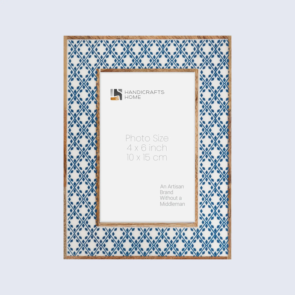 Rhythm Diamond Picture Frame Blue Resin Inlay 4x6 5x7 8x10