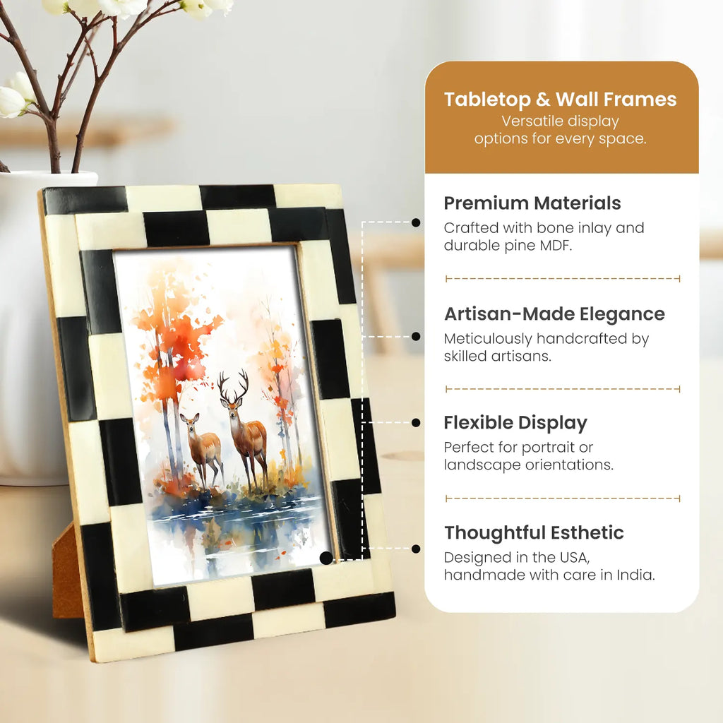 Picture Frame Silhouette Shuffled Collection Bone Inlay Multi-Color – 4x6, 5x7