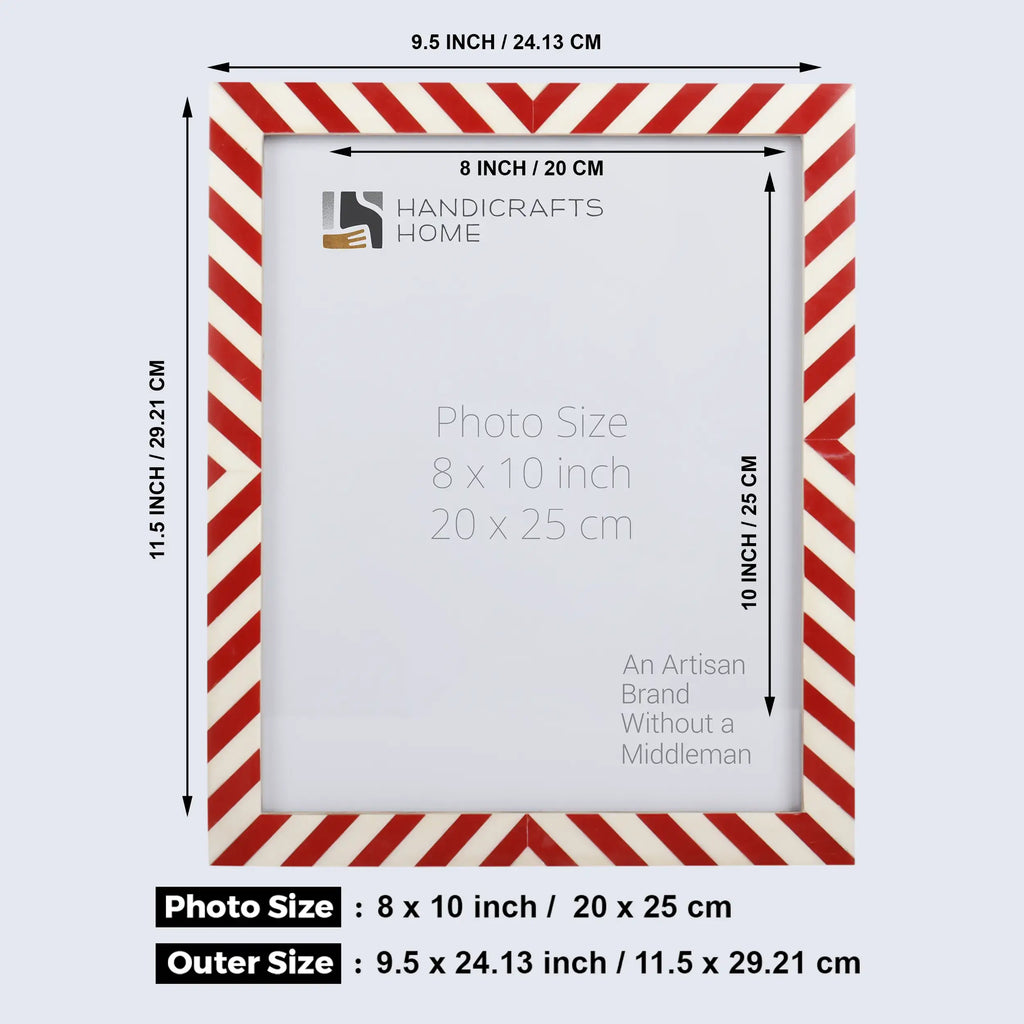 Candy Cane Strawberry Resin Inlay Picture Frame, Red - White, 3 Sizes (Set of 2)