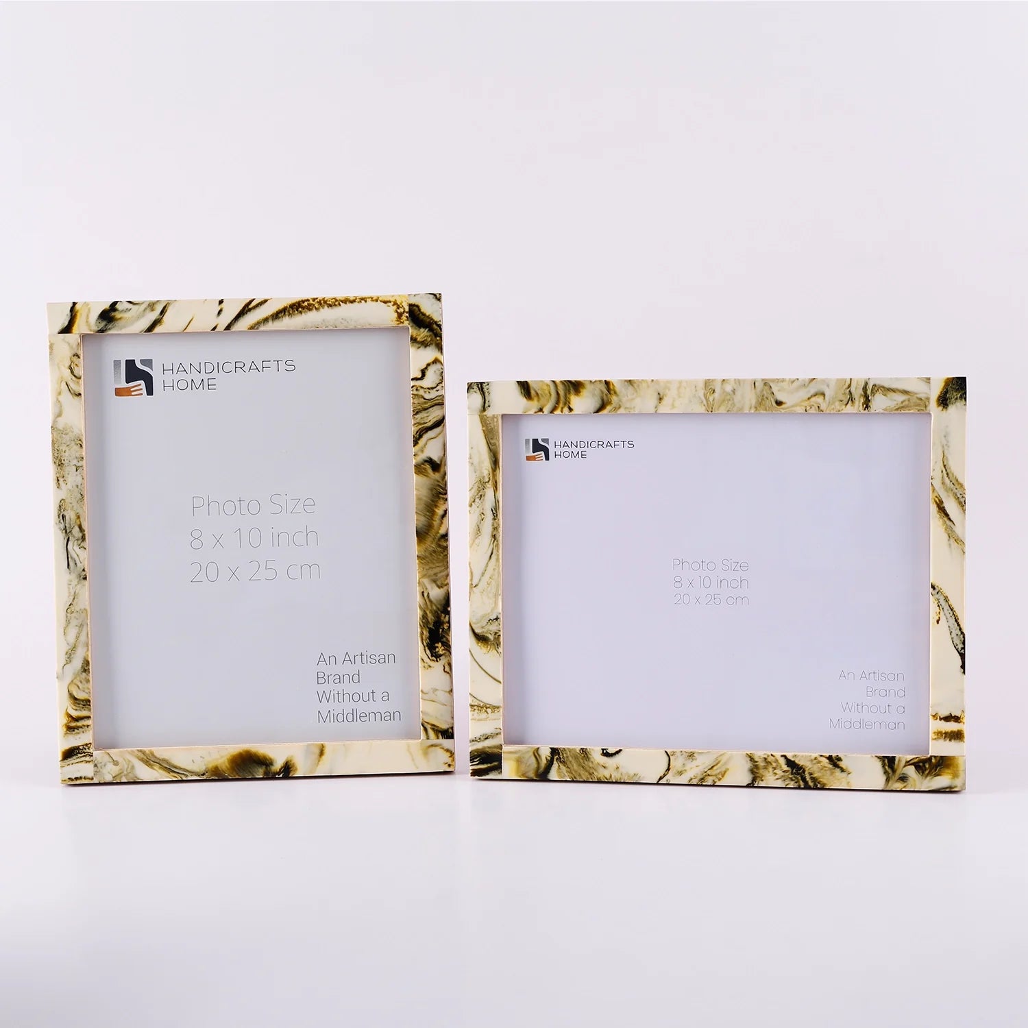 Picture Frame Deco Marble Collection Resin & Brass Inlay Classic Marble Finish – 3 Sizes (Pack of 2)